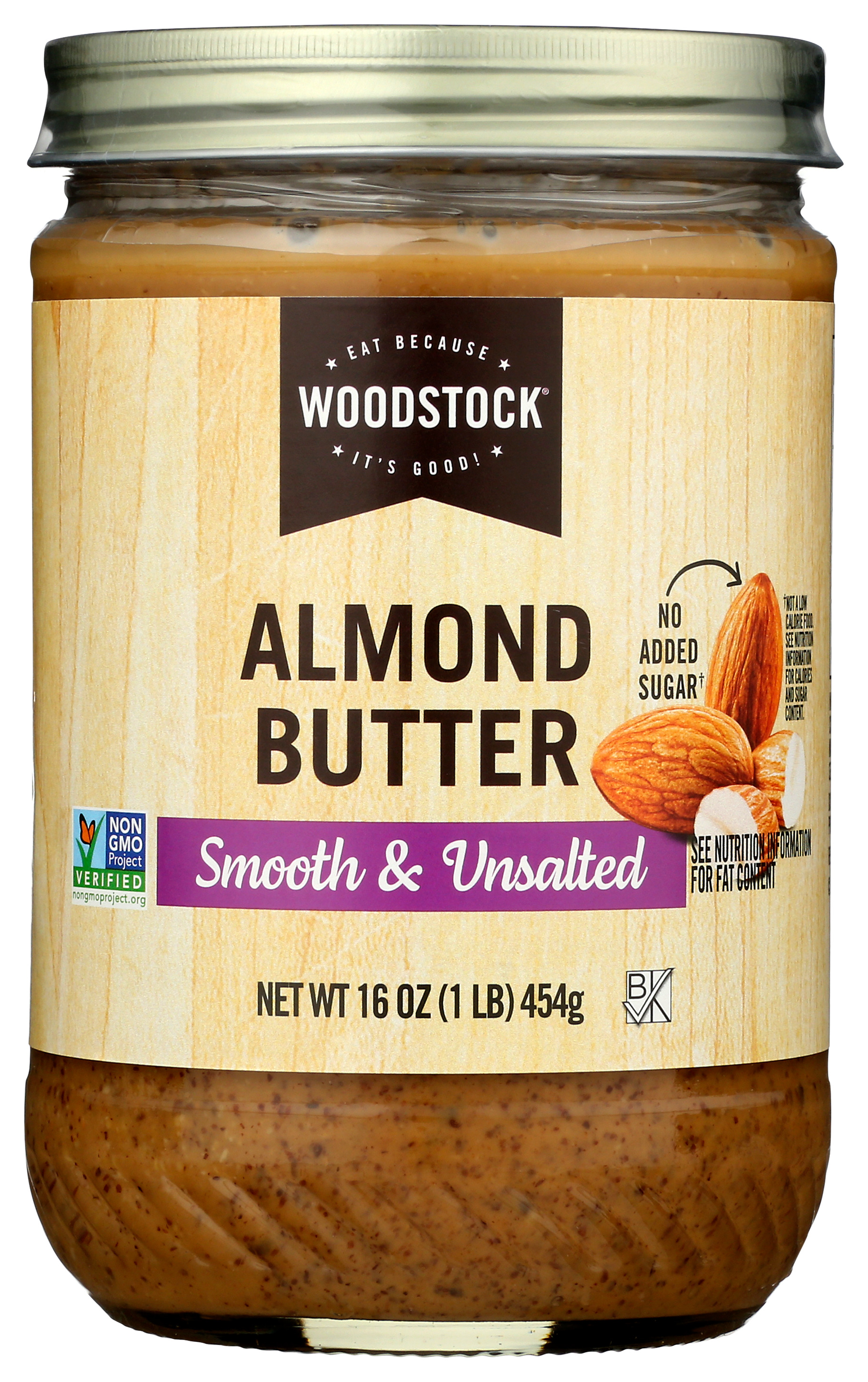 Woodstock Smooth Unsalted Almond Butter 16 Oz Salt