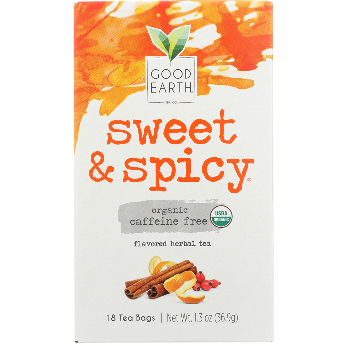 Good Earth Organic Sweet And Spicy Herbal Tea Caffeine Free 18 Bags Bag