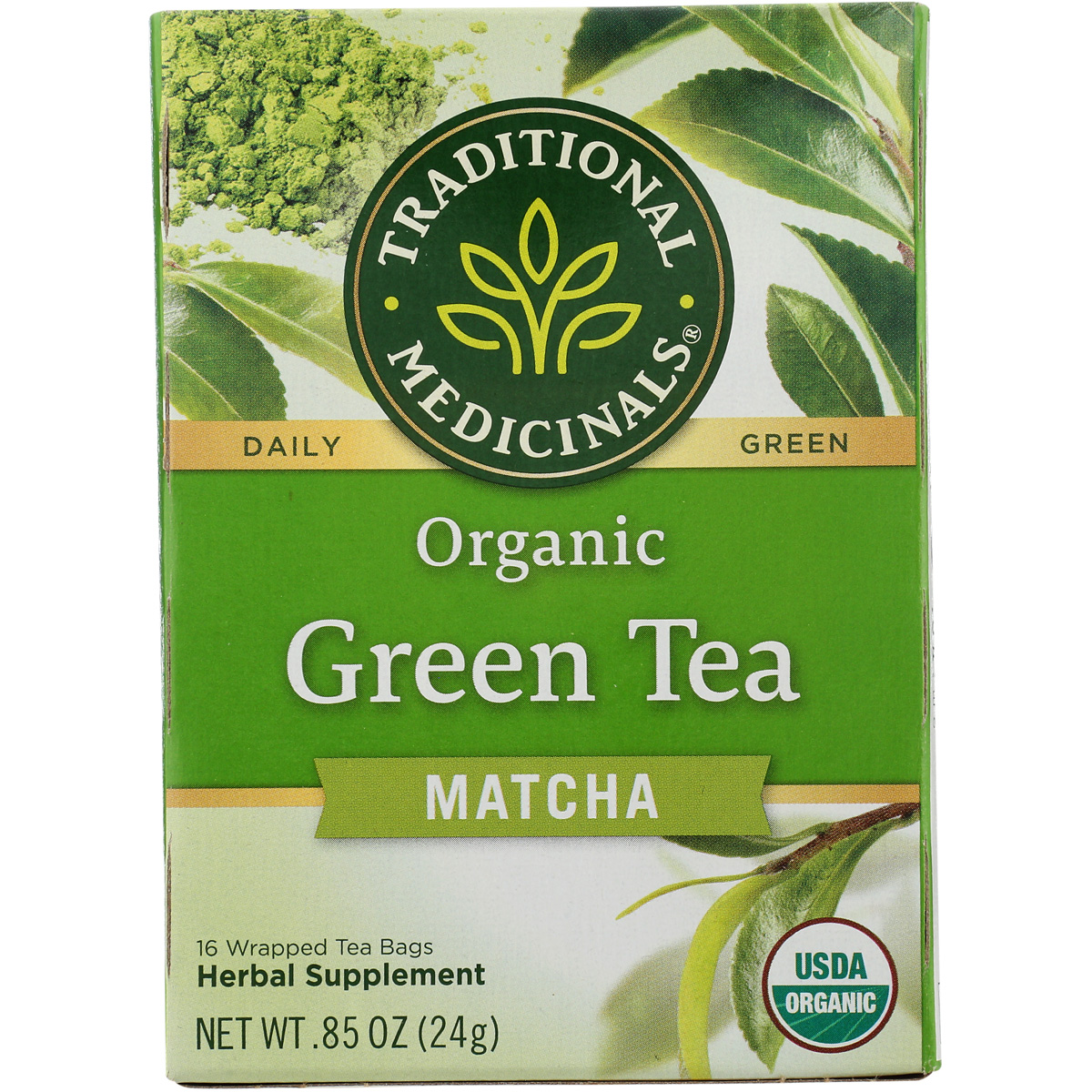 Organic Matcha Green Tea By Traditional Medicinals 16 Wrapped Bags Bag