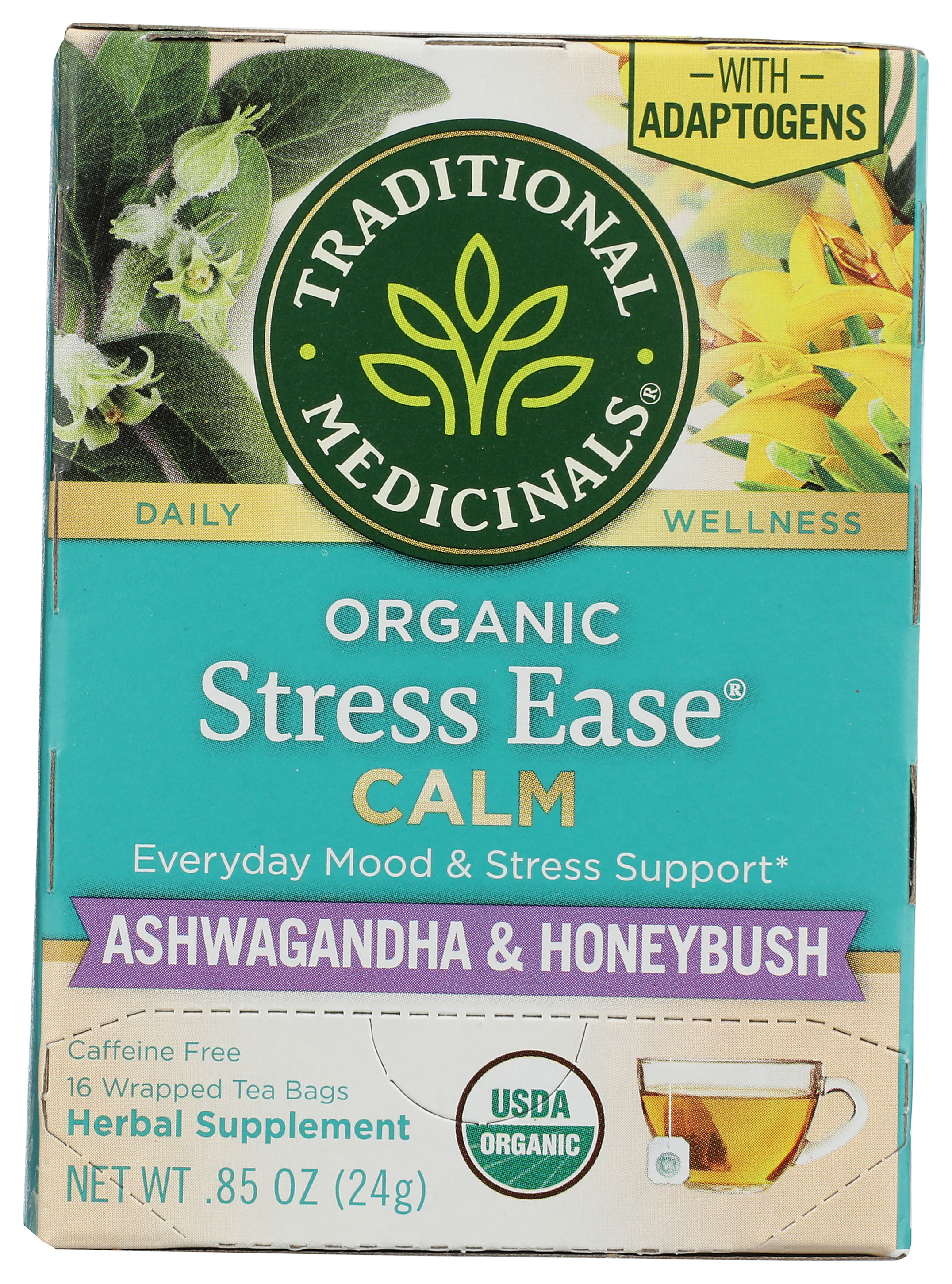 Traditional Medicinals Organic Stress Ease Calm Herbal Tea 16 Bags