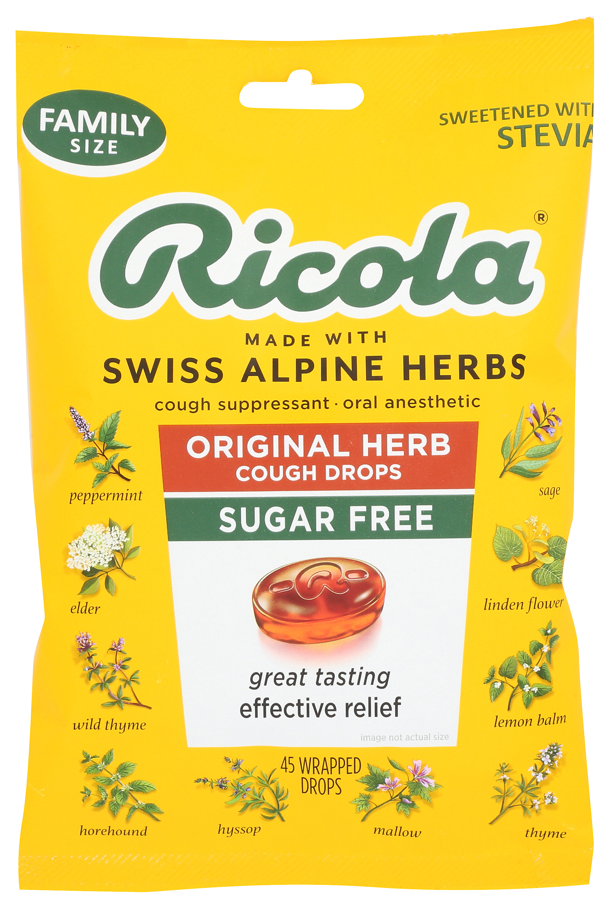 Ricola Sugar Free Original Herb Cough Drops 45 Wrapped Ct
