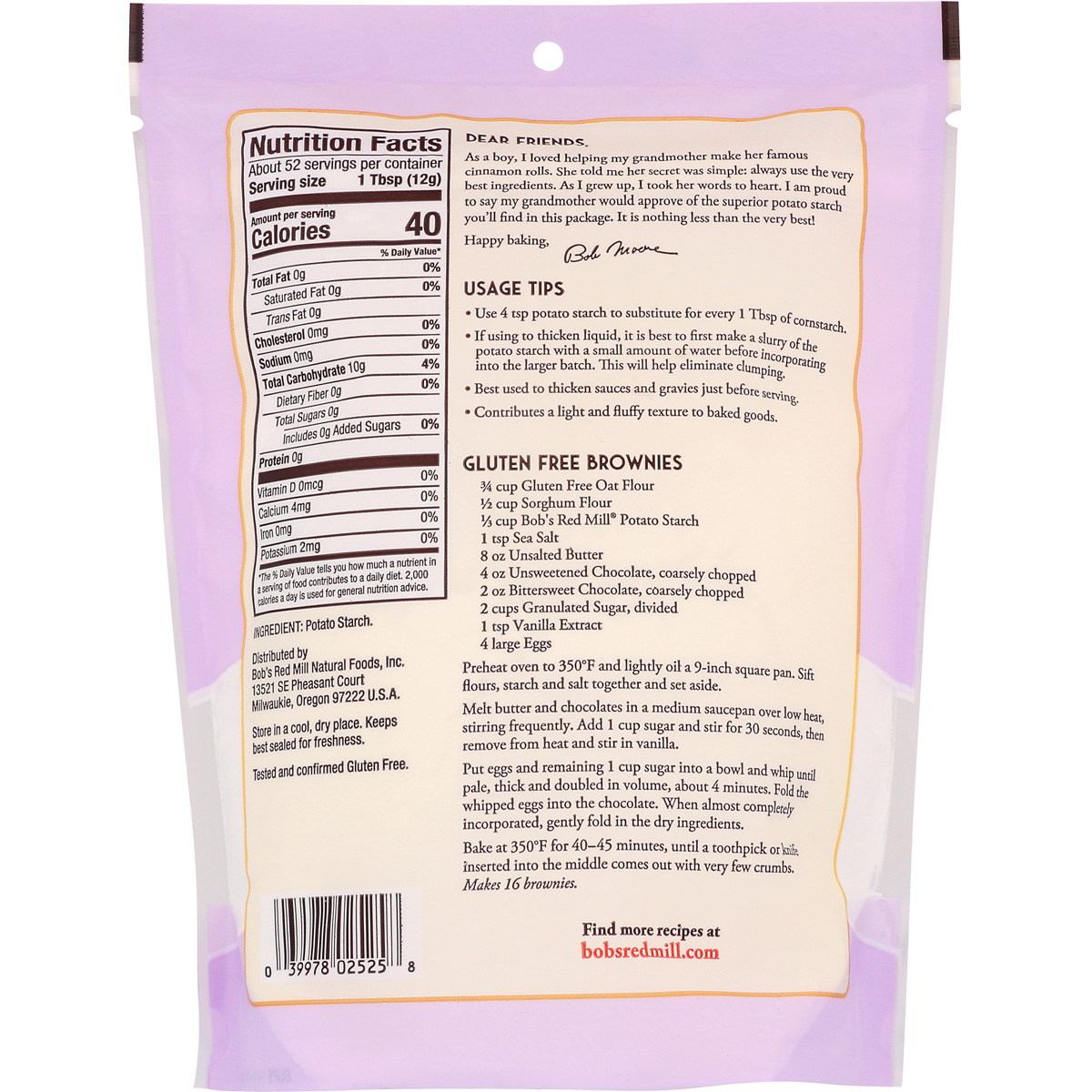 Bob'S Red Mill Potato Starch 22 Oz Gluten Free Thickener