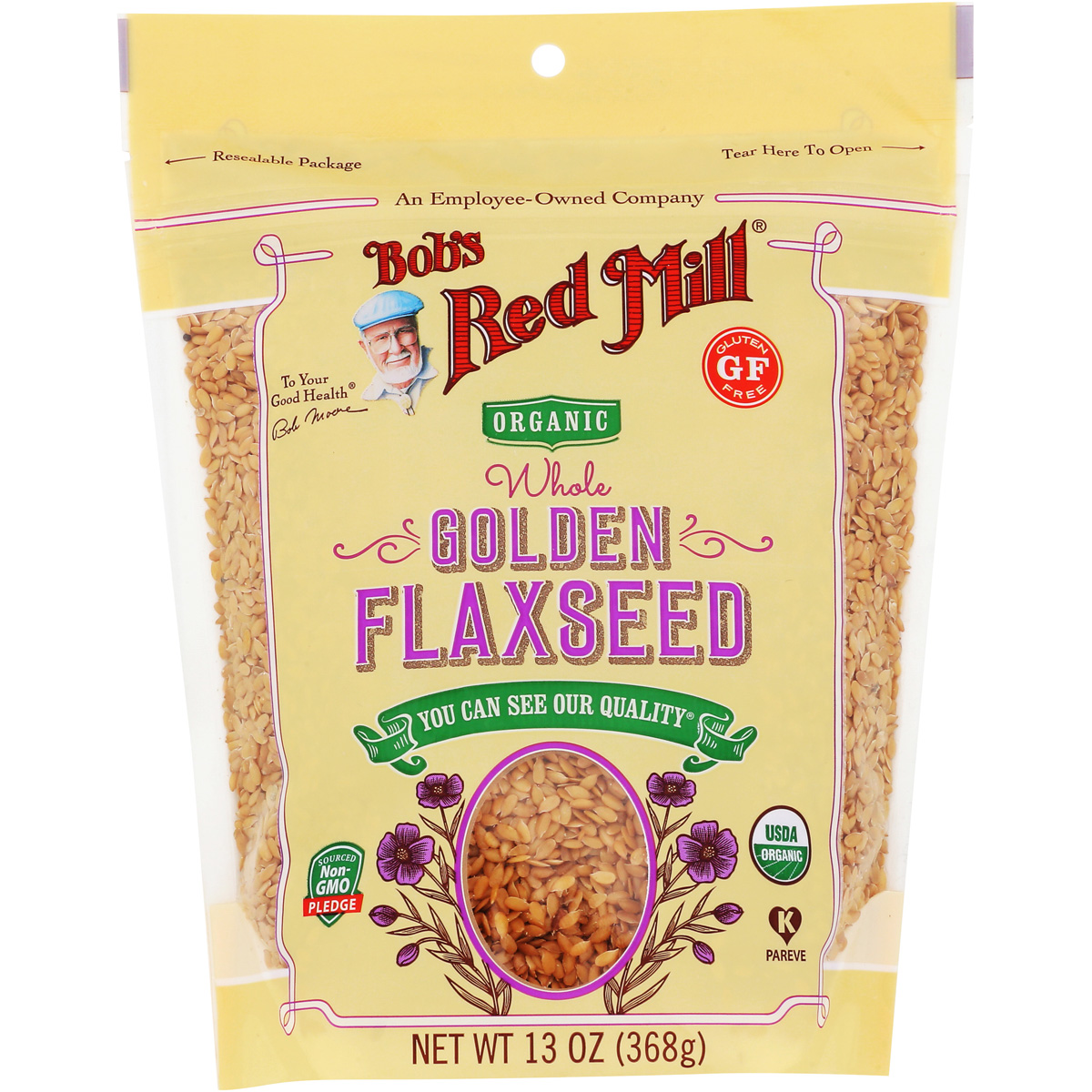 Bob’S Red Mill Organic Whole Golden Flaxseed 13 Oz Seeds Beans