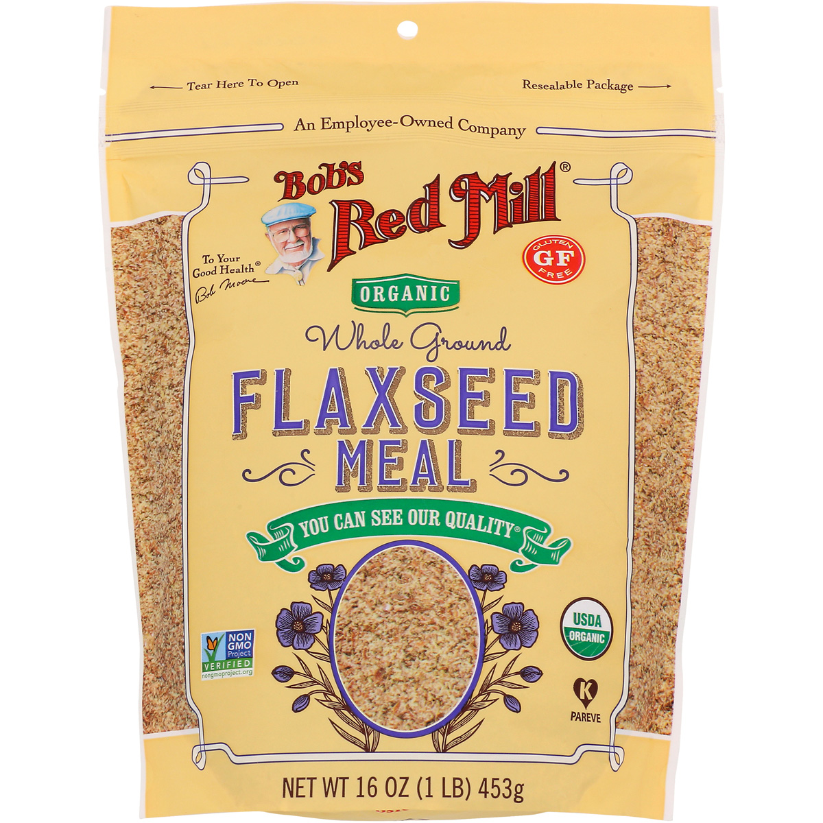 Bobs Red Mill Organic Whole Ground Flaxseed Meal 16 Oz Seeds