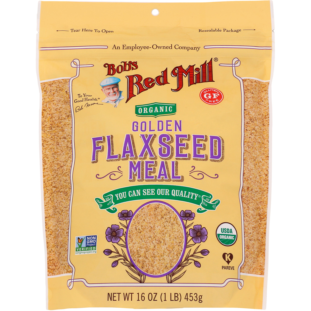 Bobs Red Mill Organic Golden Flaxseed Meal 16 Oz Seeds