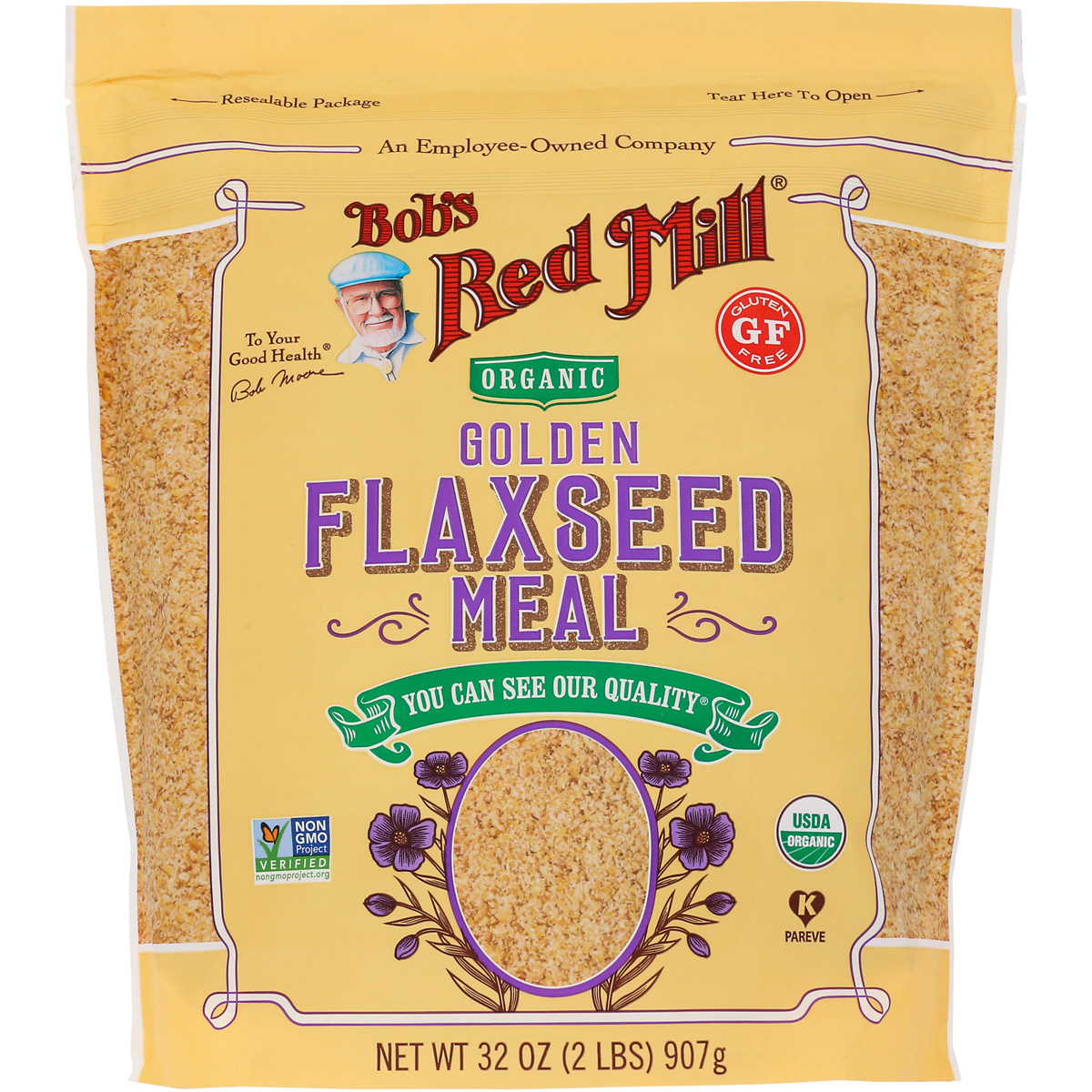 Bobs Red Mill Organic Golden Flaxseed Meal 32 Oz Seeds