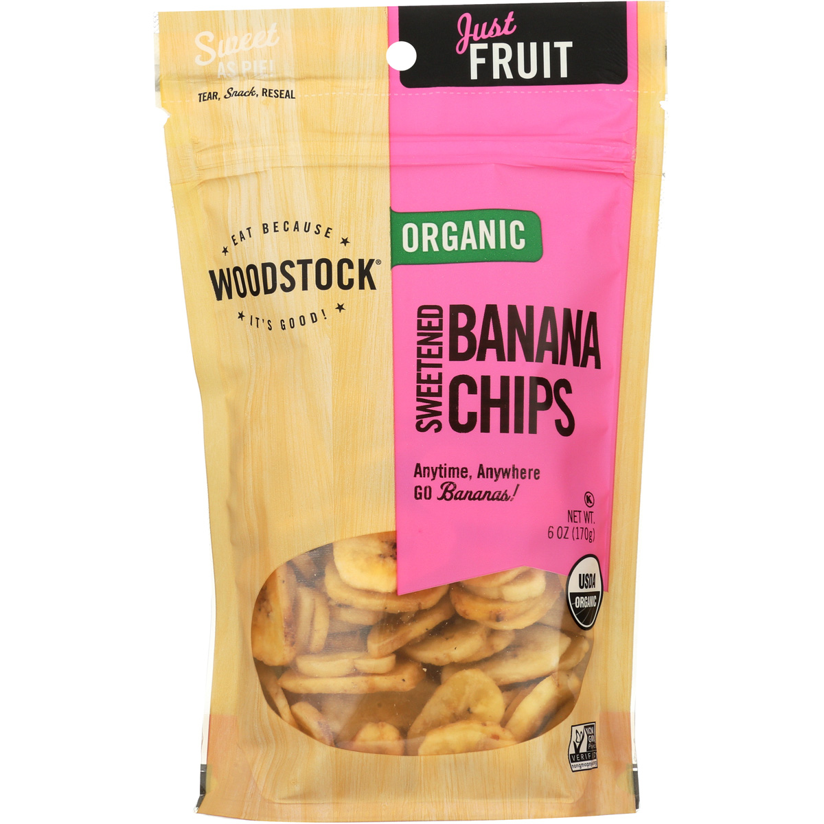 Woodstock Organic Sweetened Banana Chips 6 Oz