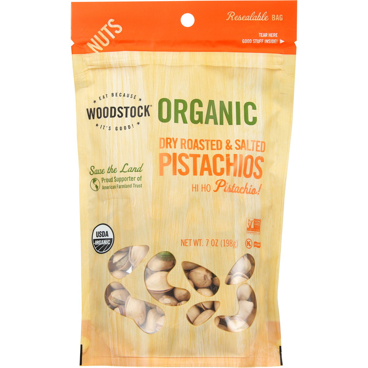 Woodstock Farms Pistachios Dry Roasted Salted Organic 8 X 8oz Bags/Case ...