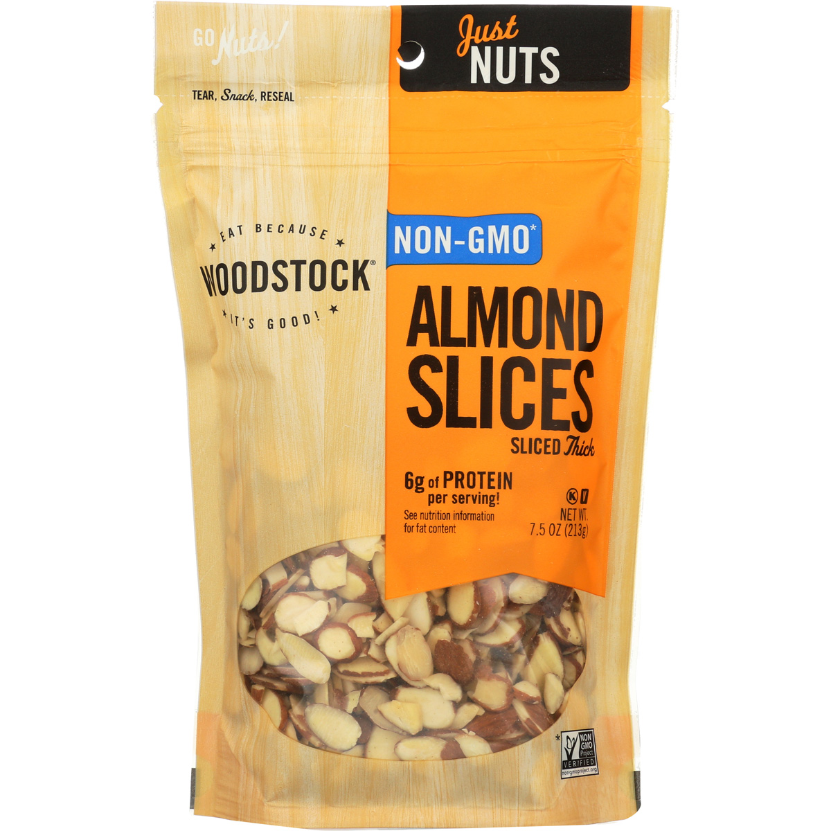 Woodstock Almond Slices Thick Sliced Non-Gmo Unsalted 7.5 Oz Pouch