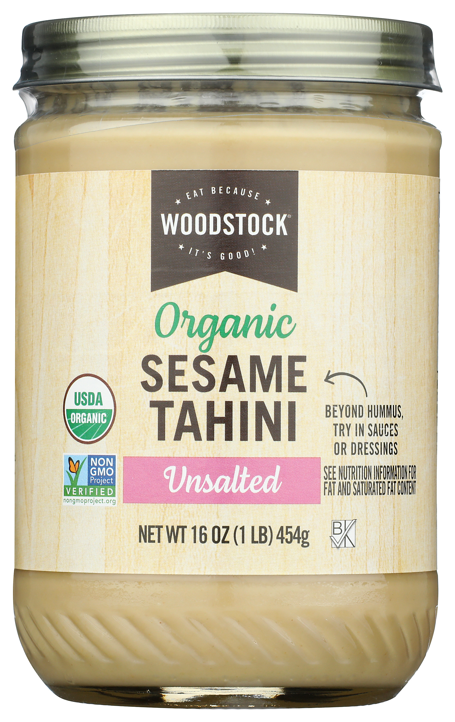 Woodstock Organic Unsalted Sesame Tahini 16 Oz Seeds Salt