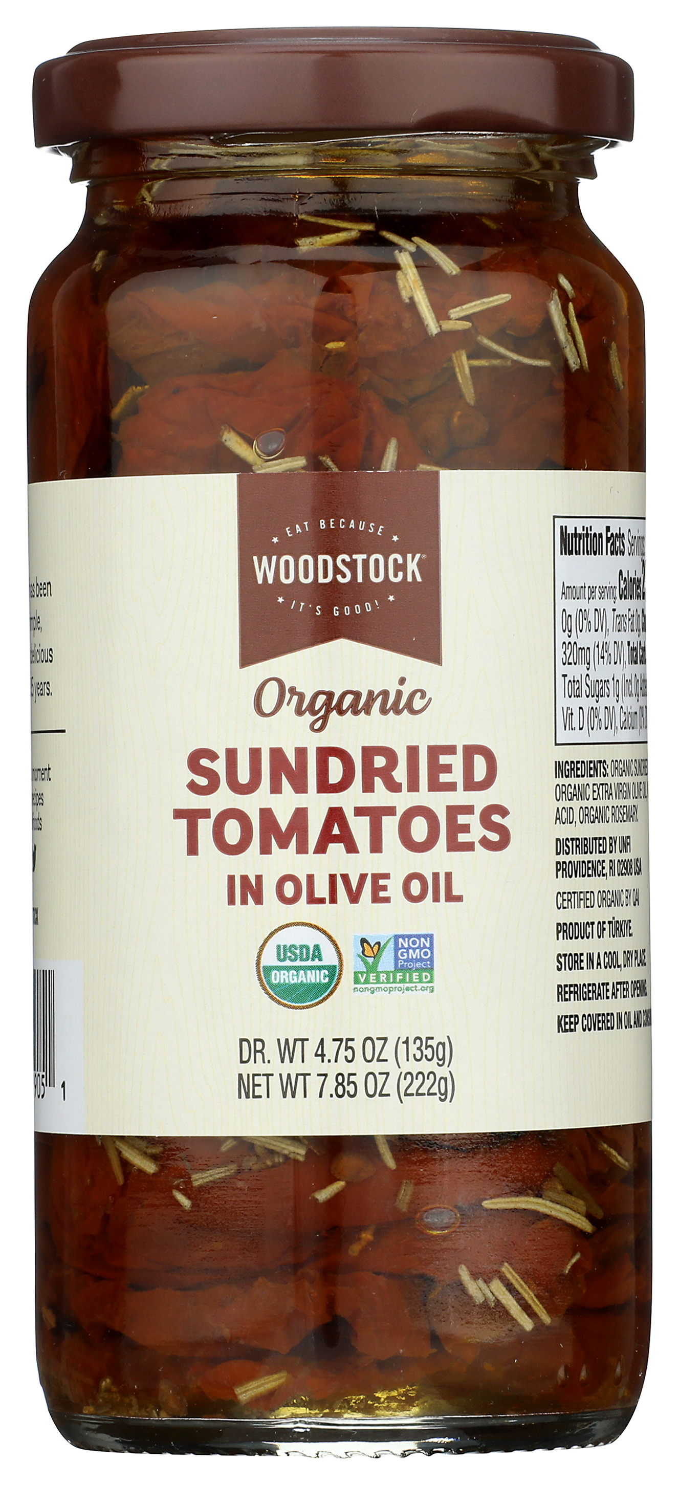 Organic Sundried Tomatoes In Olive Oil By Woodstock 7.85 Oz Jar