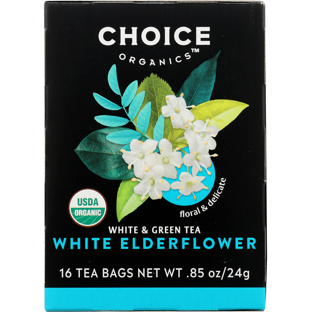 Choice Organics White Elderflower And Green Tea 16 Bags Organic Bag