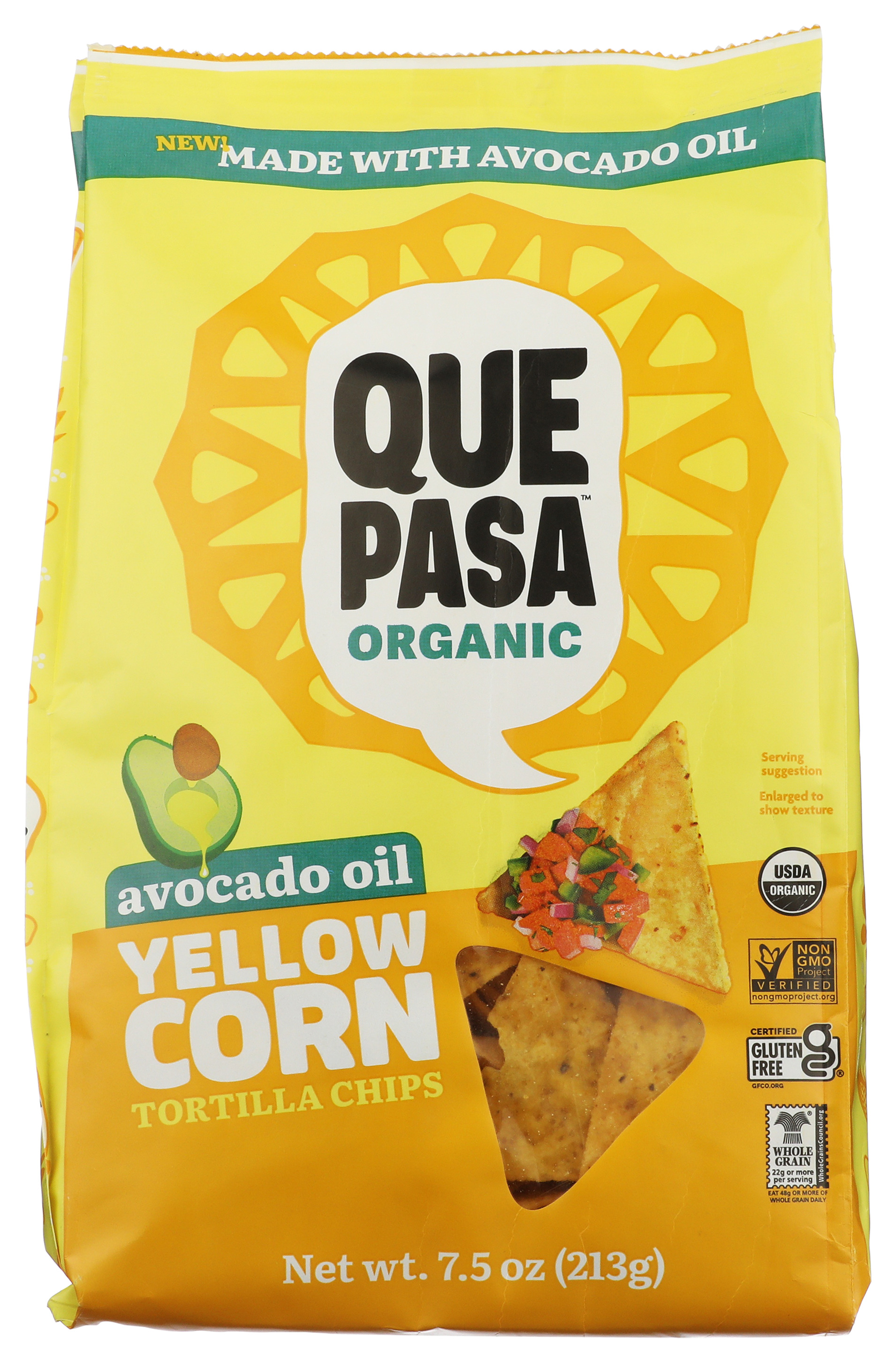 Que Pasa Tortilla Chips Organic Made With Avocado Oil 7.5 Oz