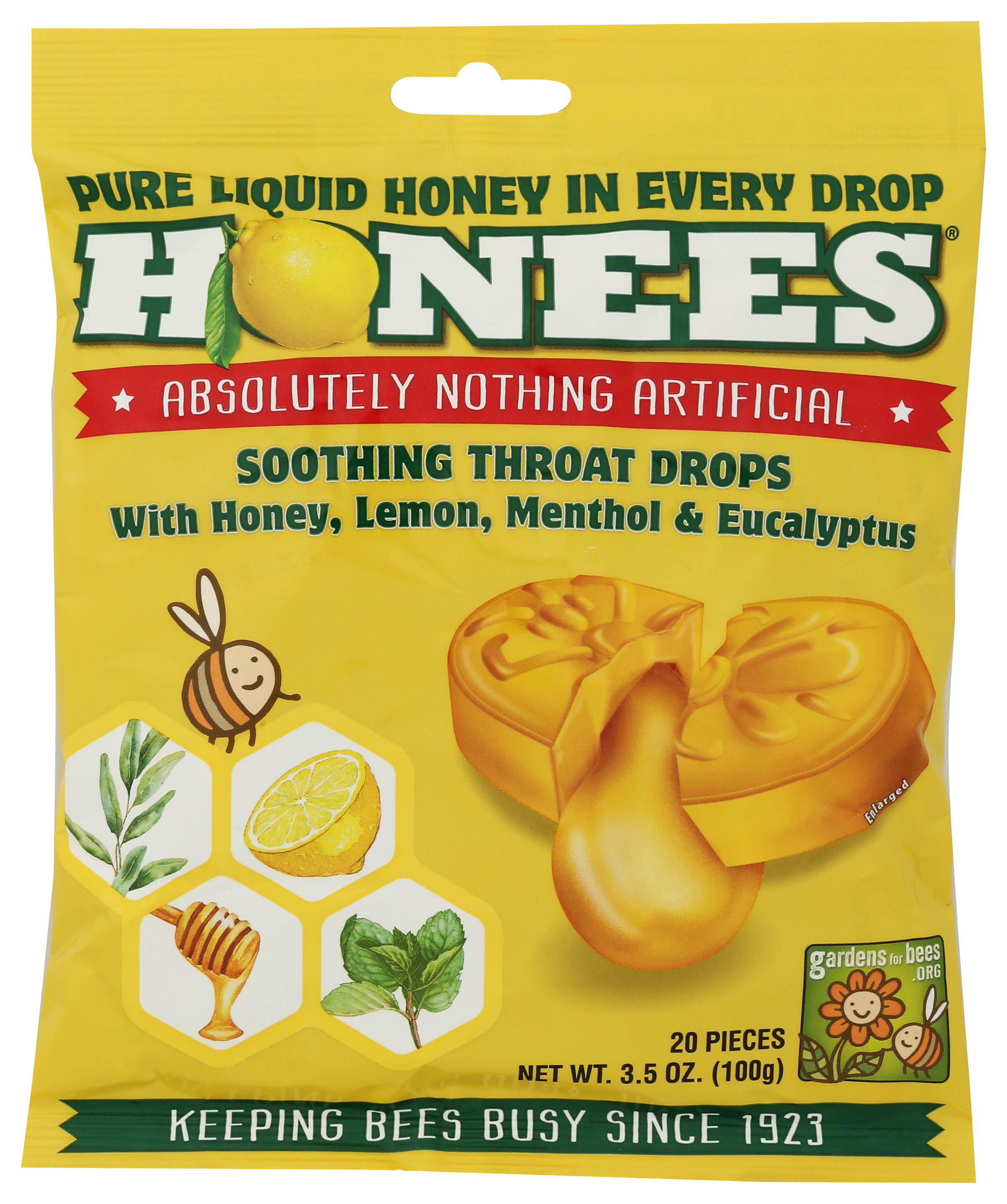 Honees Honey Lemon Menthol Eucalyptus Soothing Throat Drops 20 Count Ct