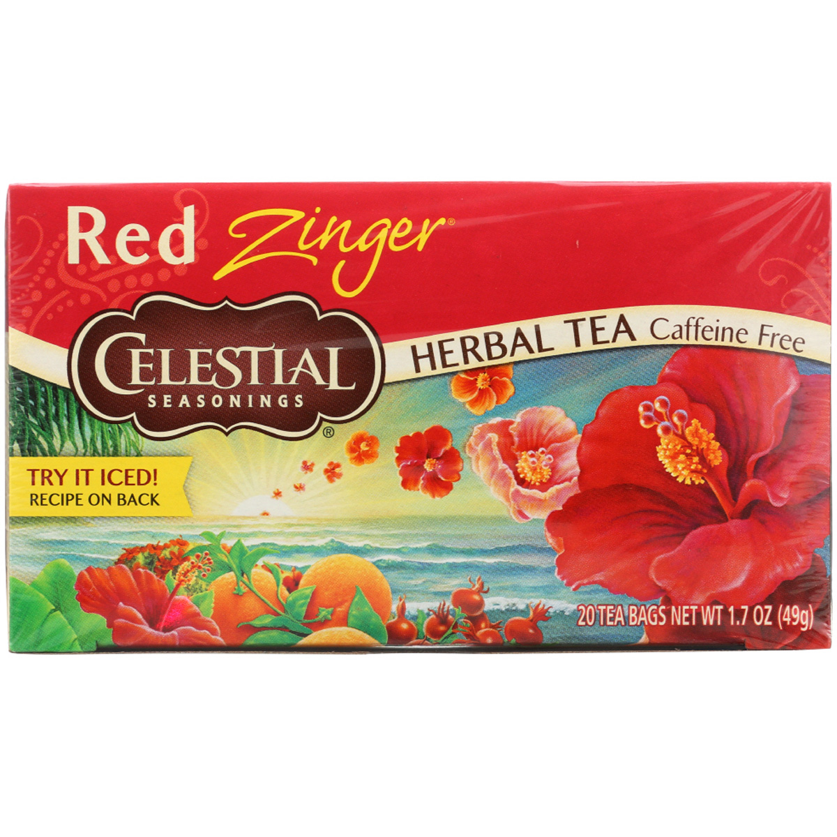 Celestial Seasonings Red Zinger Herbal Tea 20 Bags Caffeine Free