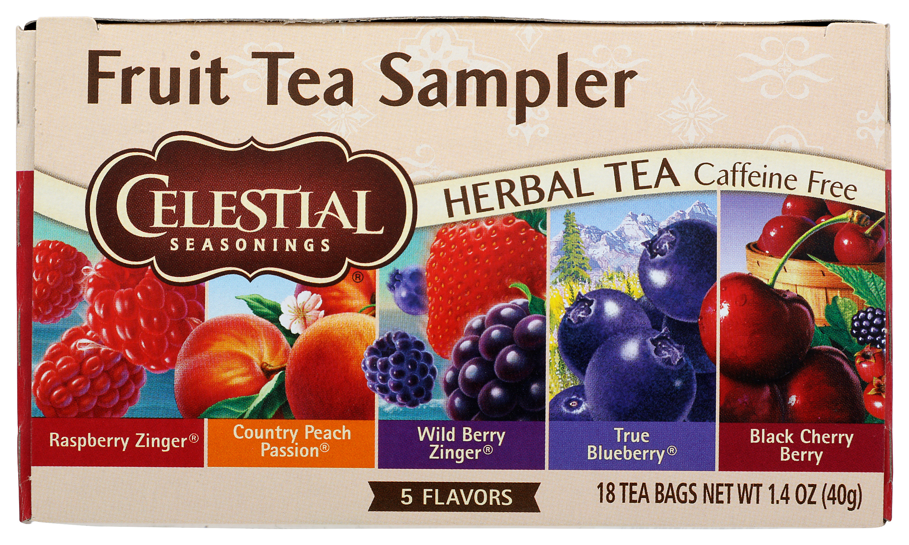 Celestial Seasonings 18 Count Herbal Fruit Tea Sampler Caffeine Free Bag