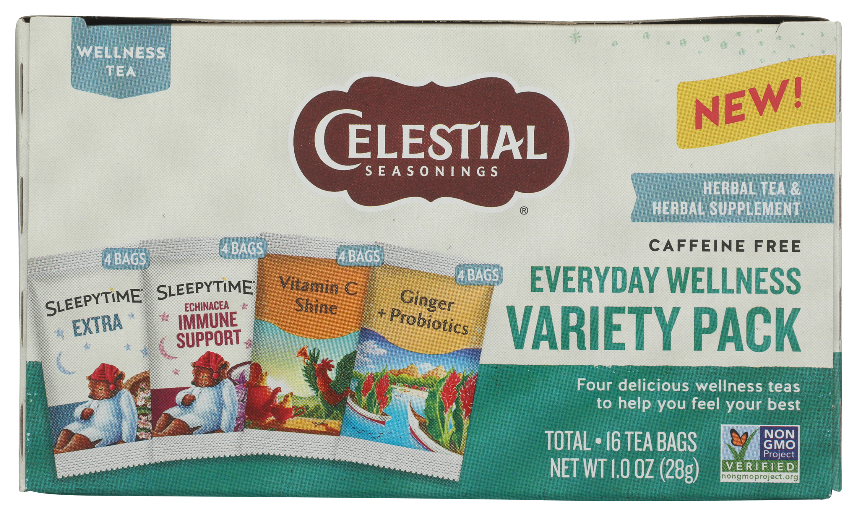 Celestial Seasonings Everyday Wellness Herbal Tea Variety 16 Ct