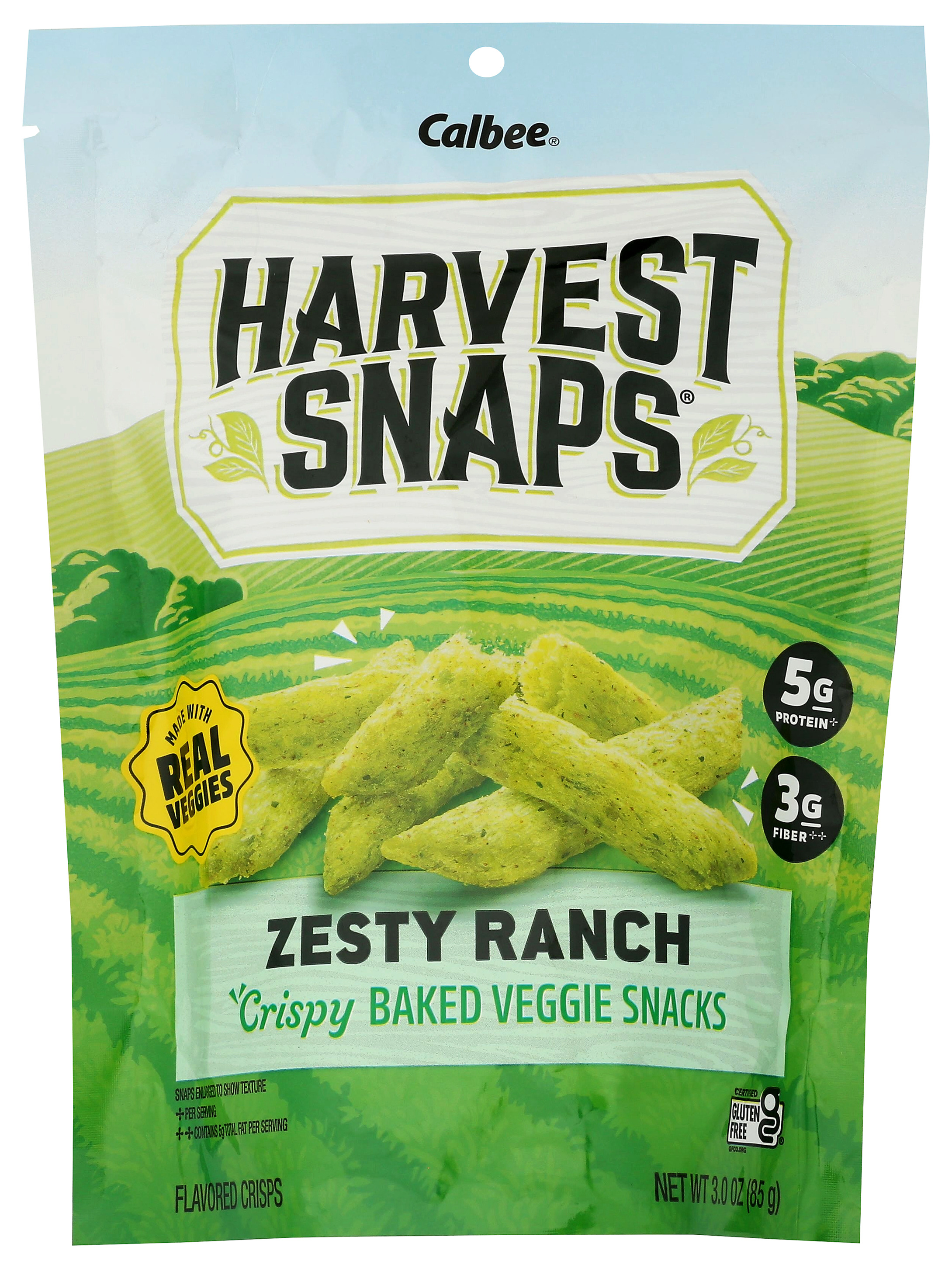 Zesty Ranch Calbee Harvest Snaps Crispy Baked Veggie Snack Crisps 5G