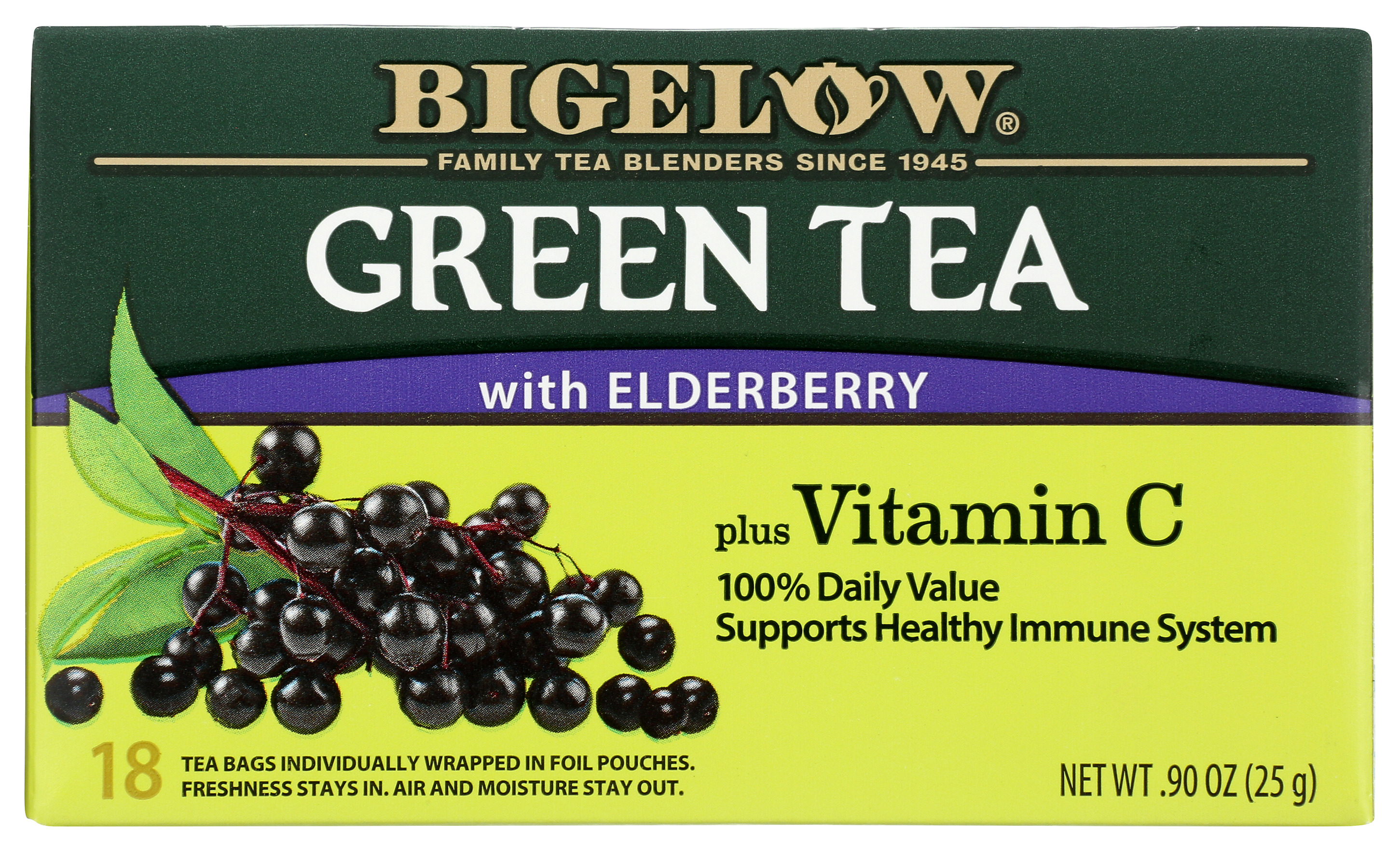 Bigelow Elderberry Green Tea With Vitamin C 18 Count Bags Bag