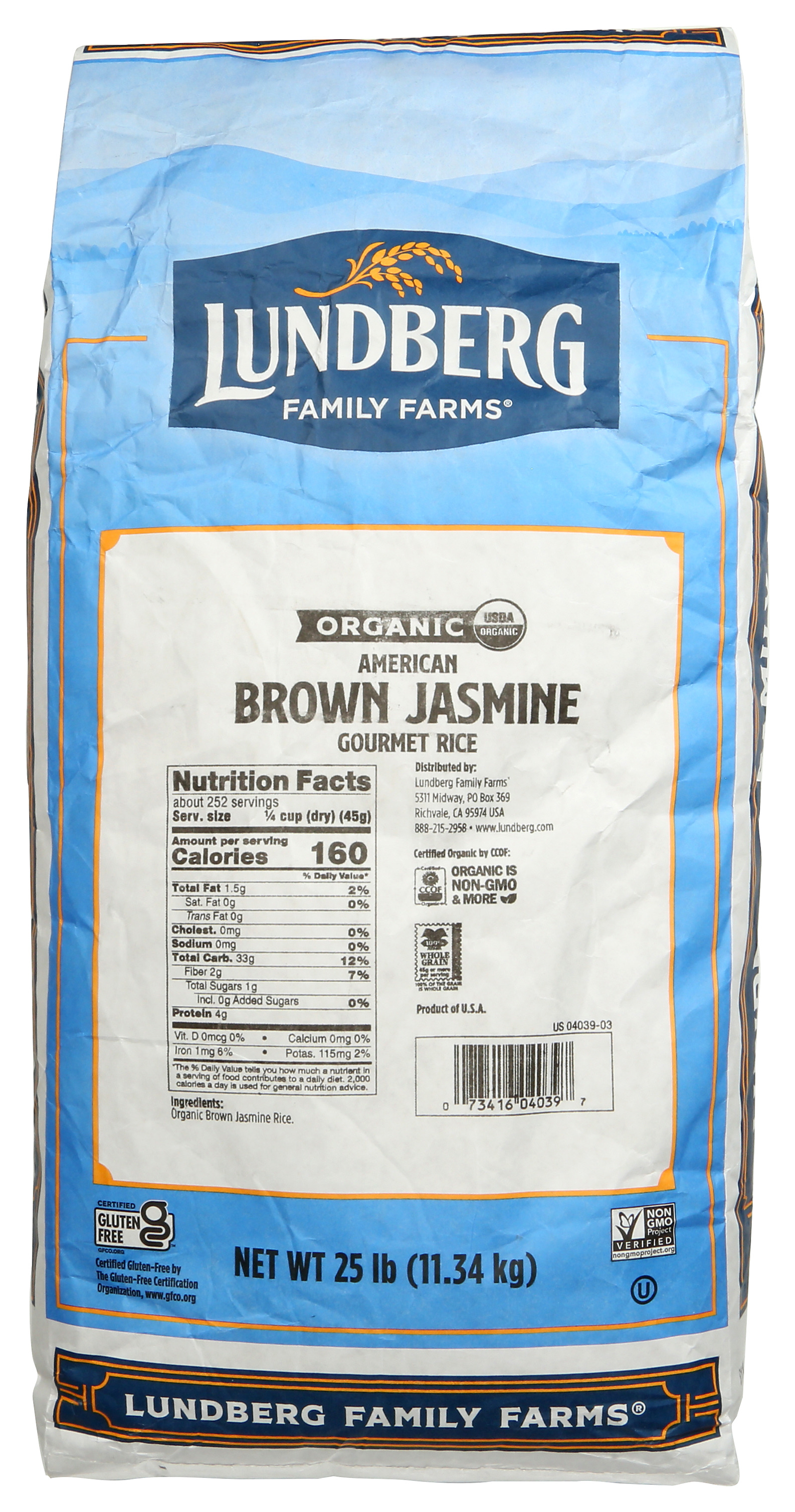 Lundberg Organic Brown Jasmine Rice 25 Lb