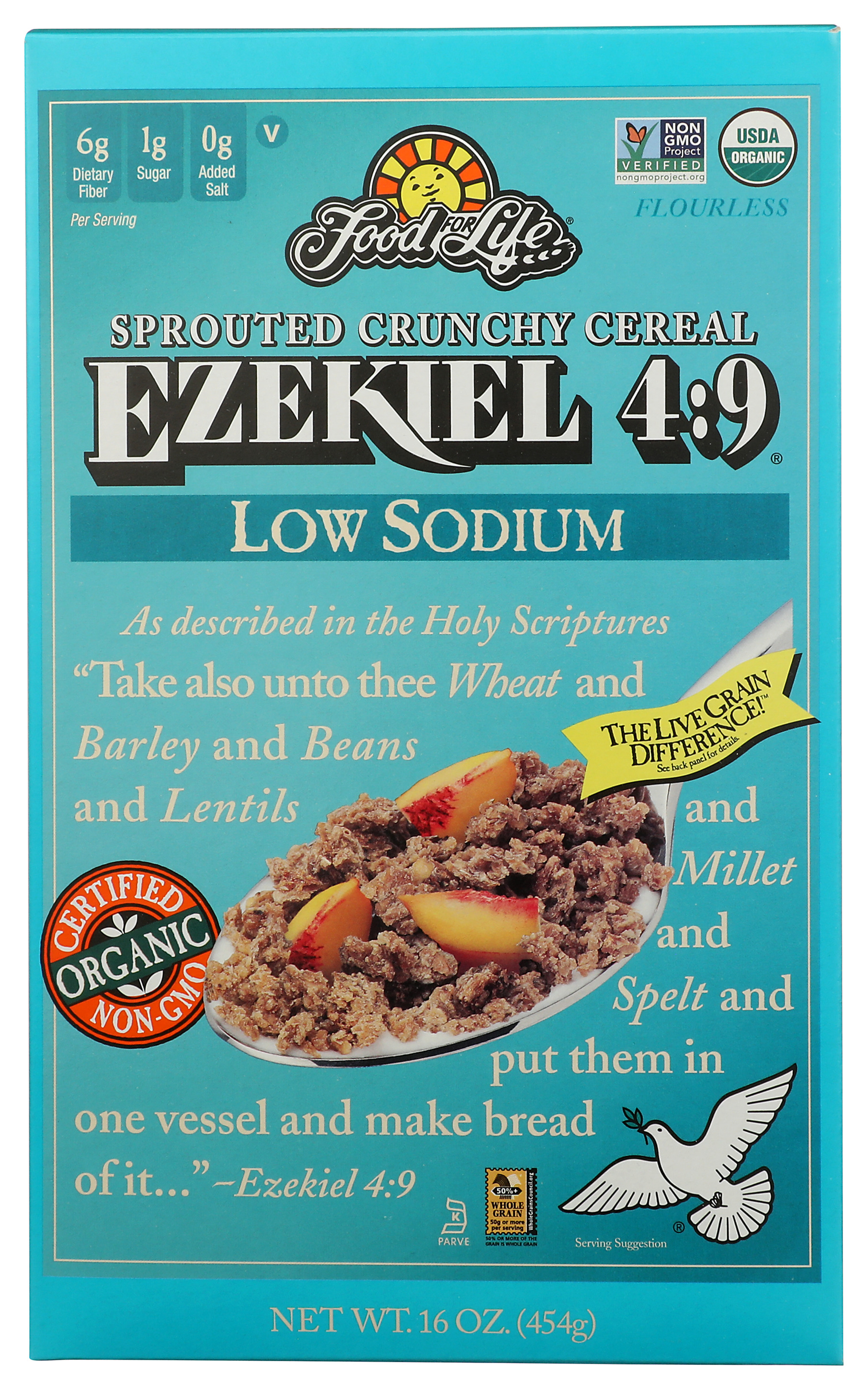 Food For Life Ezekiel 4:9 Sprouted Low Sodium Crunchy Cereal 16 Oz