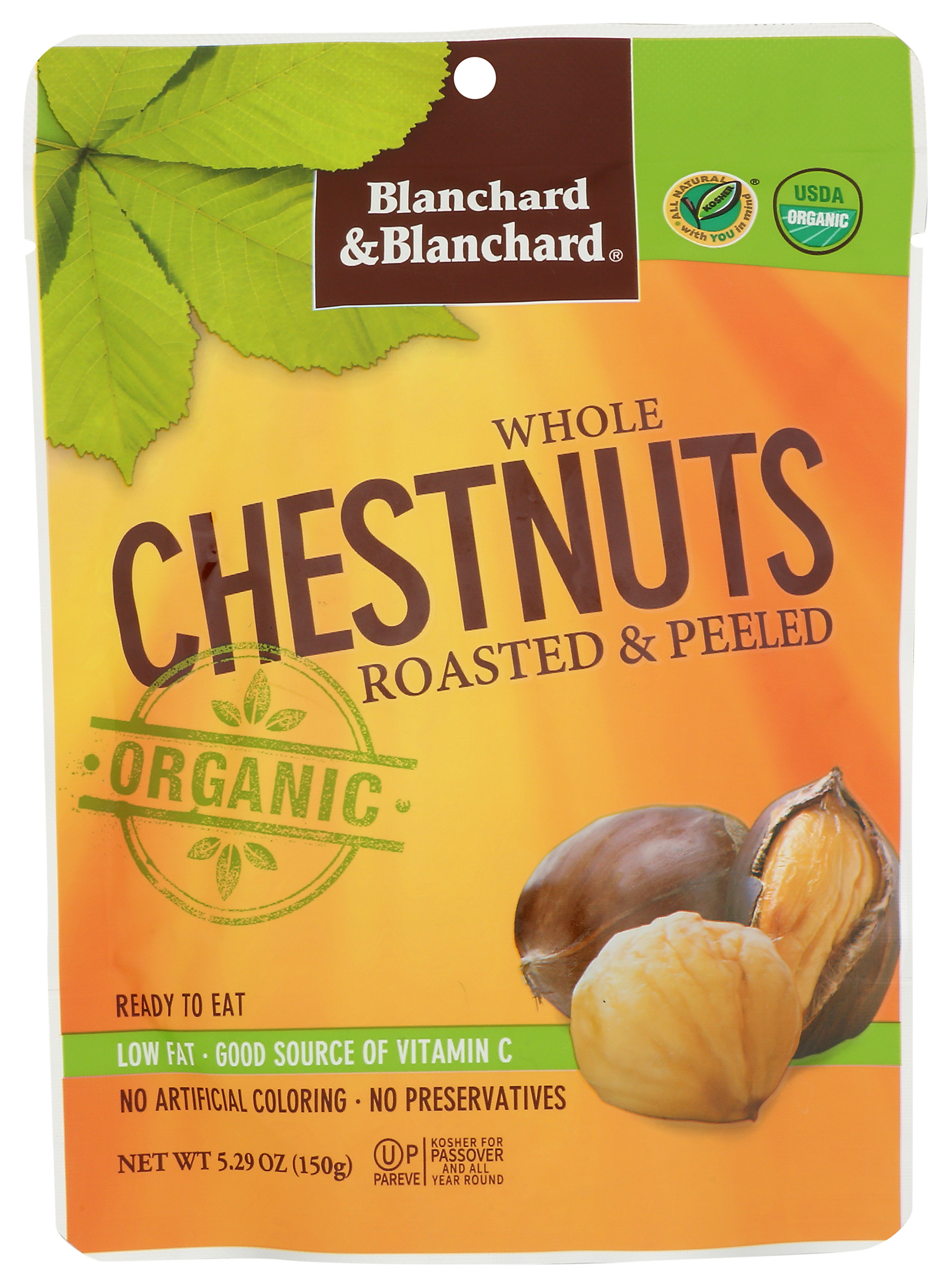 Blanchard & Organic Whole Roasted Peeled Chestnuts 5.29 Oz 5.2