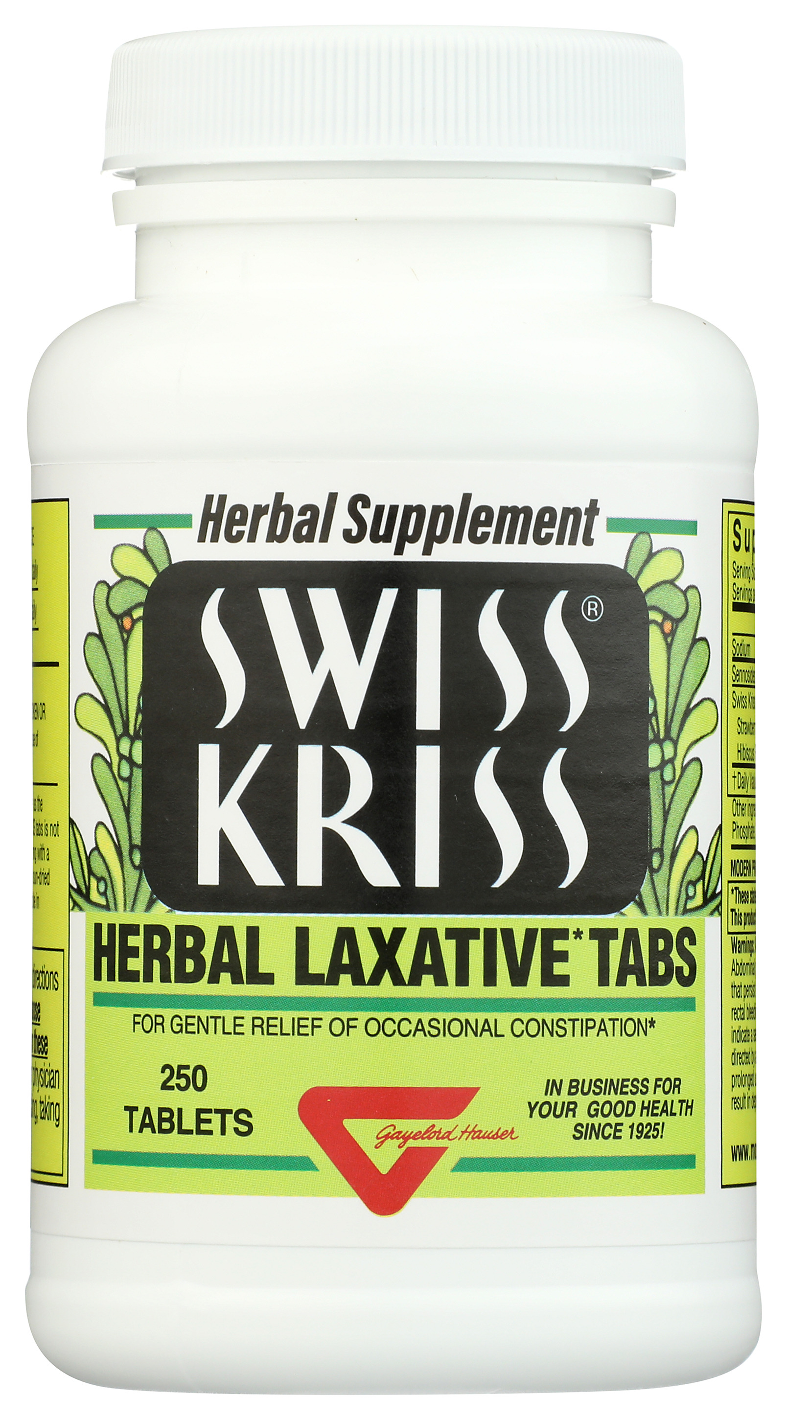 Swiss Kriss Herbal Laxative Tabs 250 Tablets
