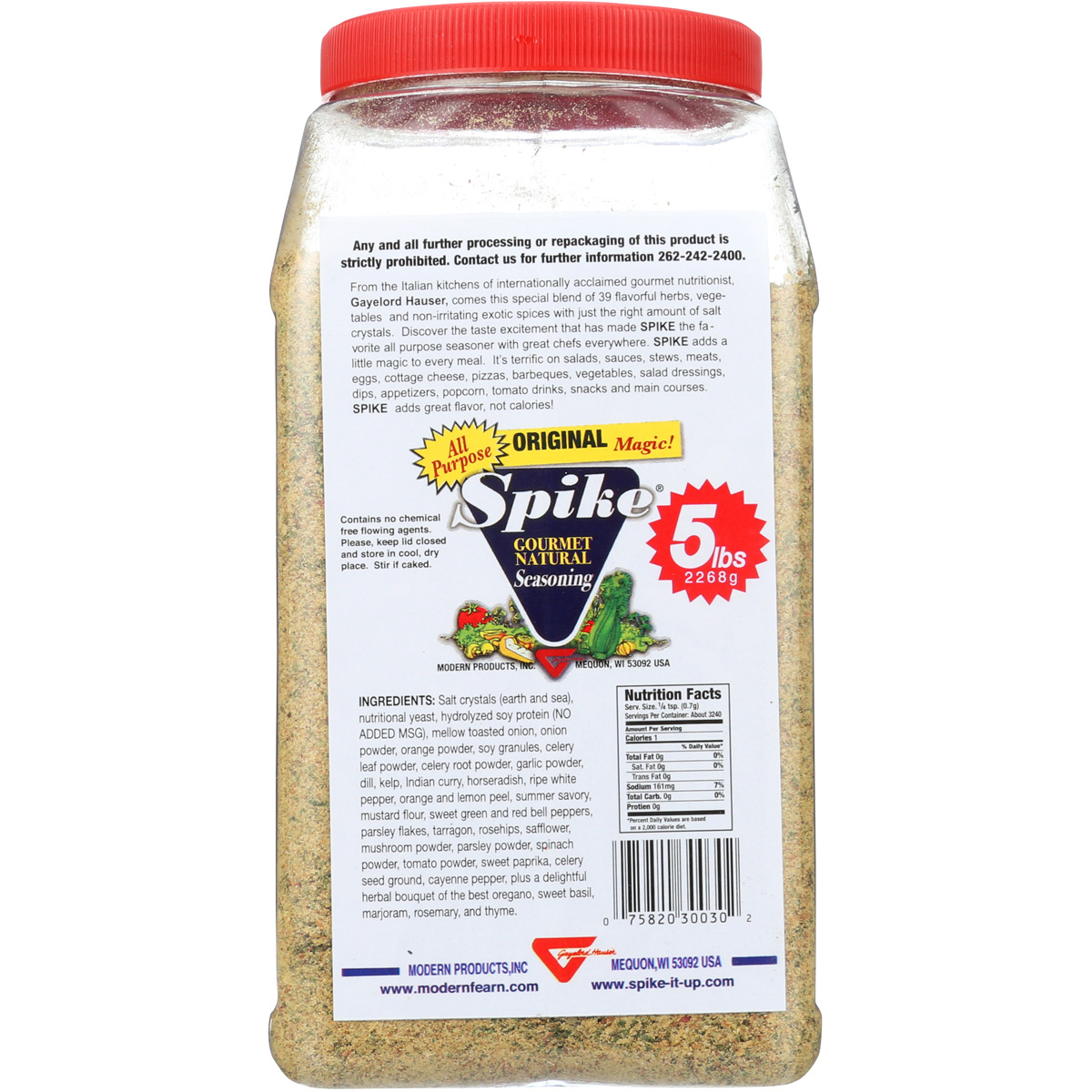 Modern Products Spike Gourmet Natural Seasoning 5 Lbs Bulk Container Lb