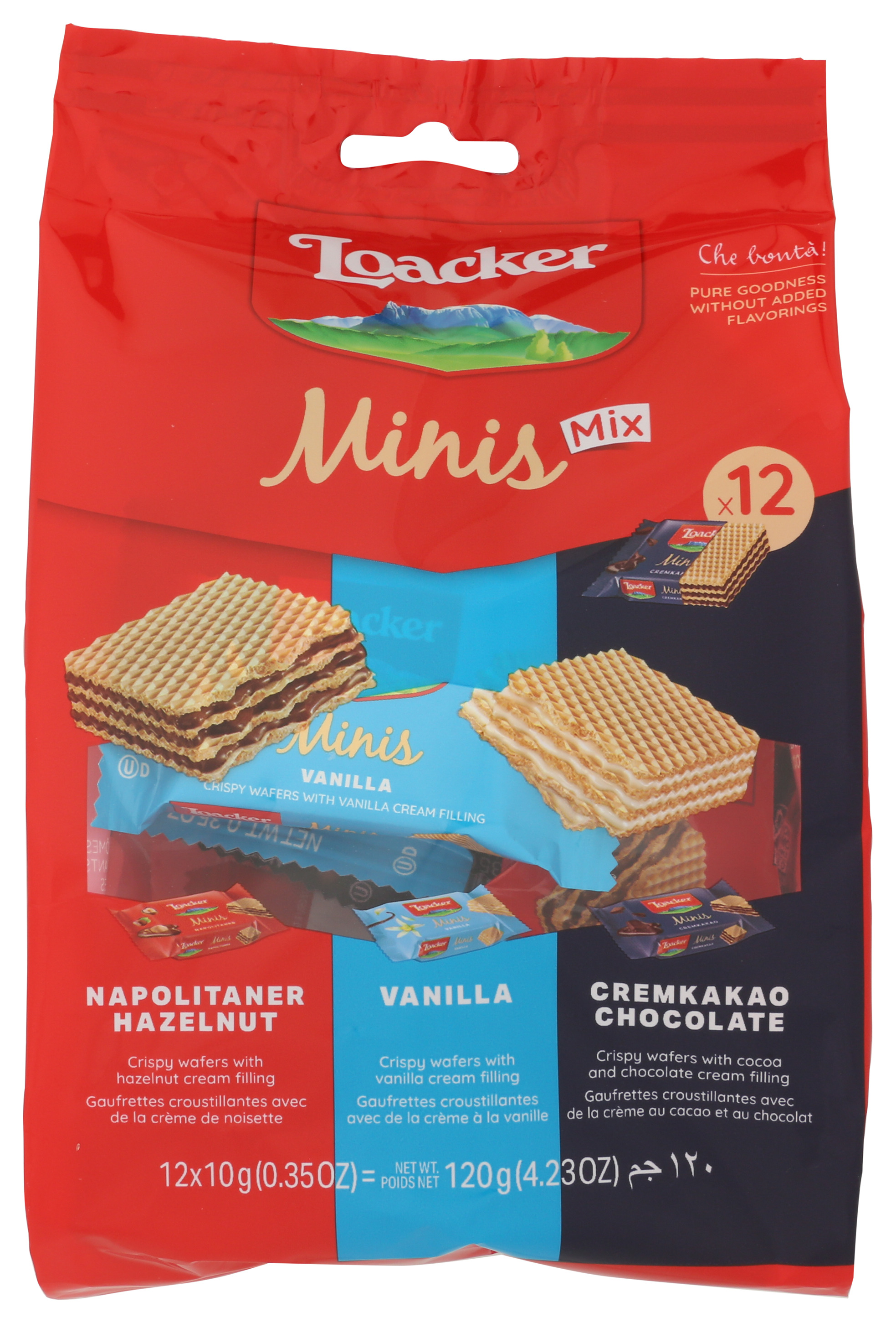 Loacker Assorted Minis Wafers 12 120G Chocolate