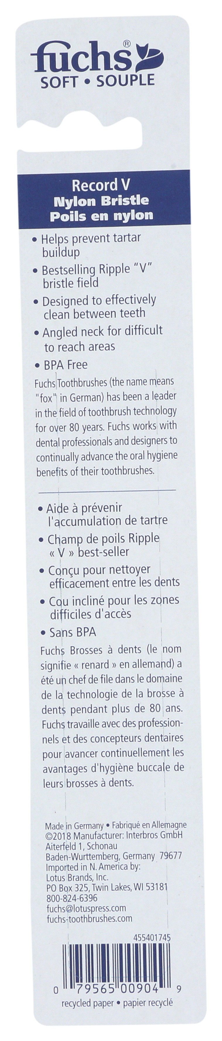 Fuchs Record V Soft Nylon Bristle Toothbrush