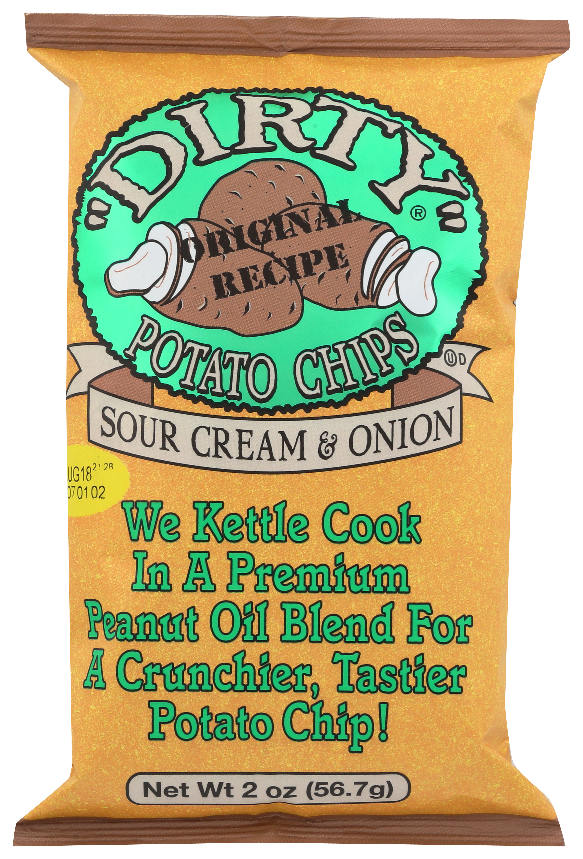 Sour Cream And Onion Dirty Potato Chips 2 Oz Snack Bag