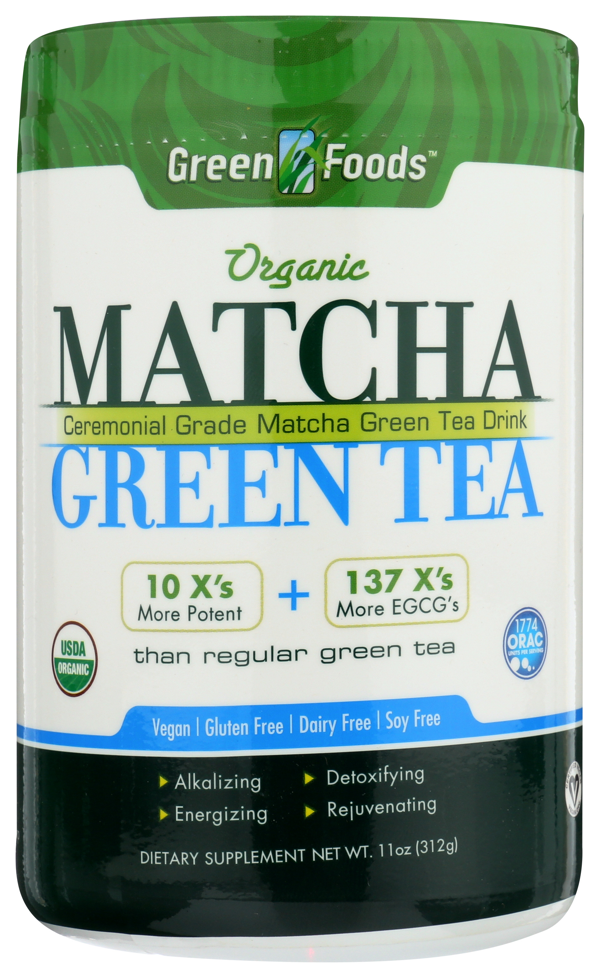 Green Foods Organic Ceremonial Grade Matcha Tea Drink 11 Oz