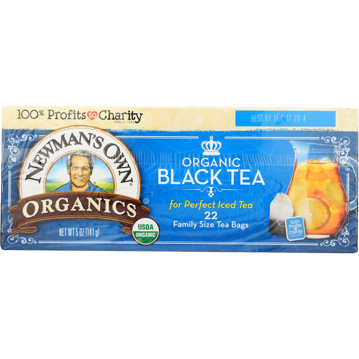 Newman'S Own Organic Black Tea 22 Family Size Bags Bag