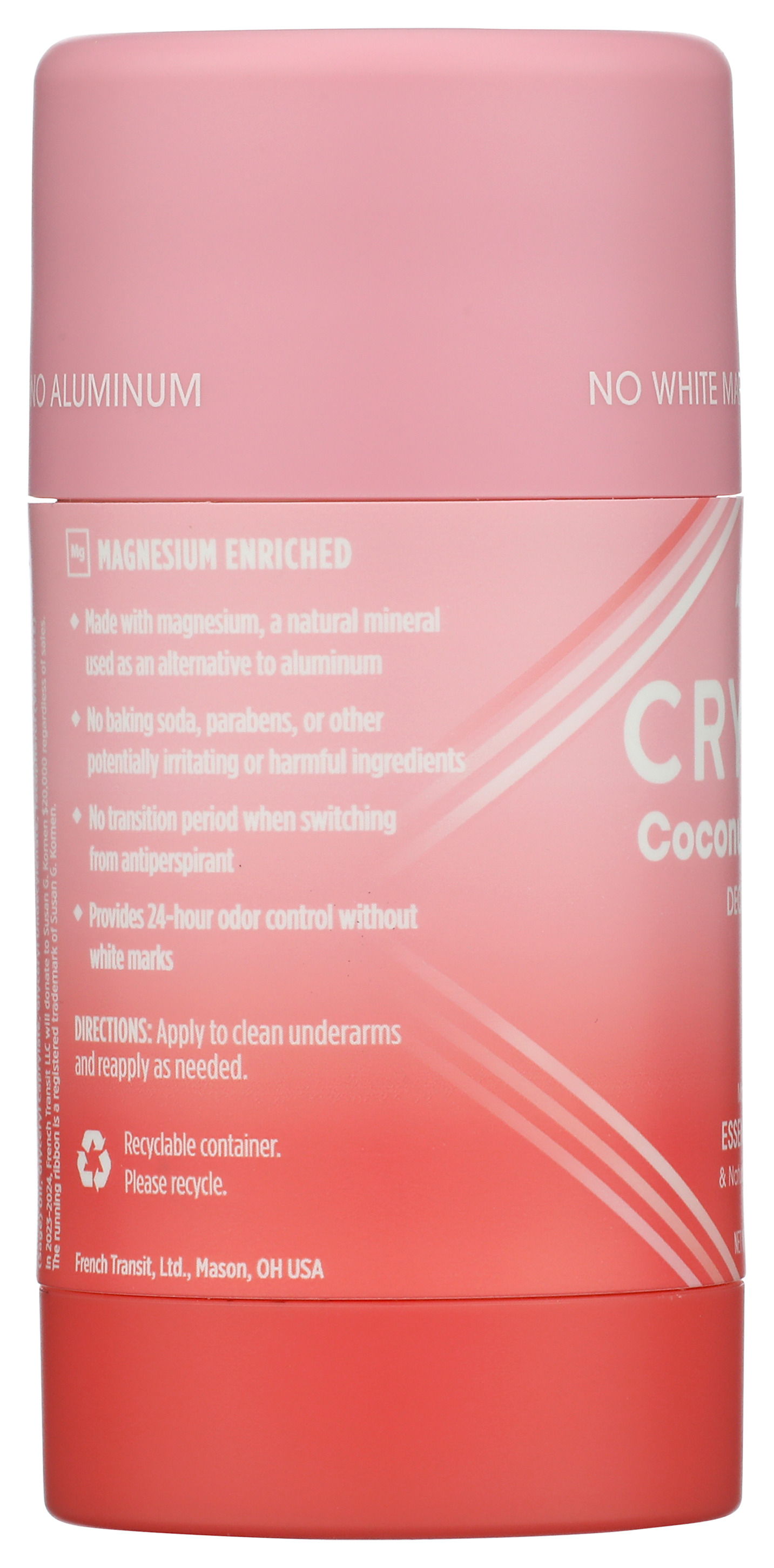 Crystal Magnesium Enriched Deodorant Stick Coconut Vanilla 2.5 Oz