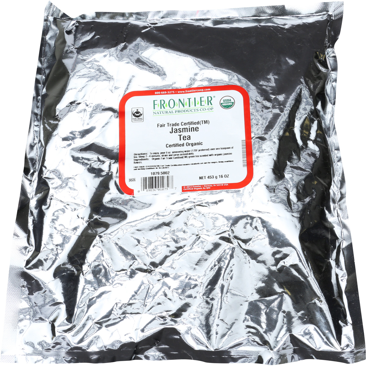 Frontier Organic Fair Trade Jasmine Green Tea 16 Oz Bulk