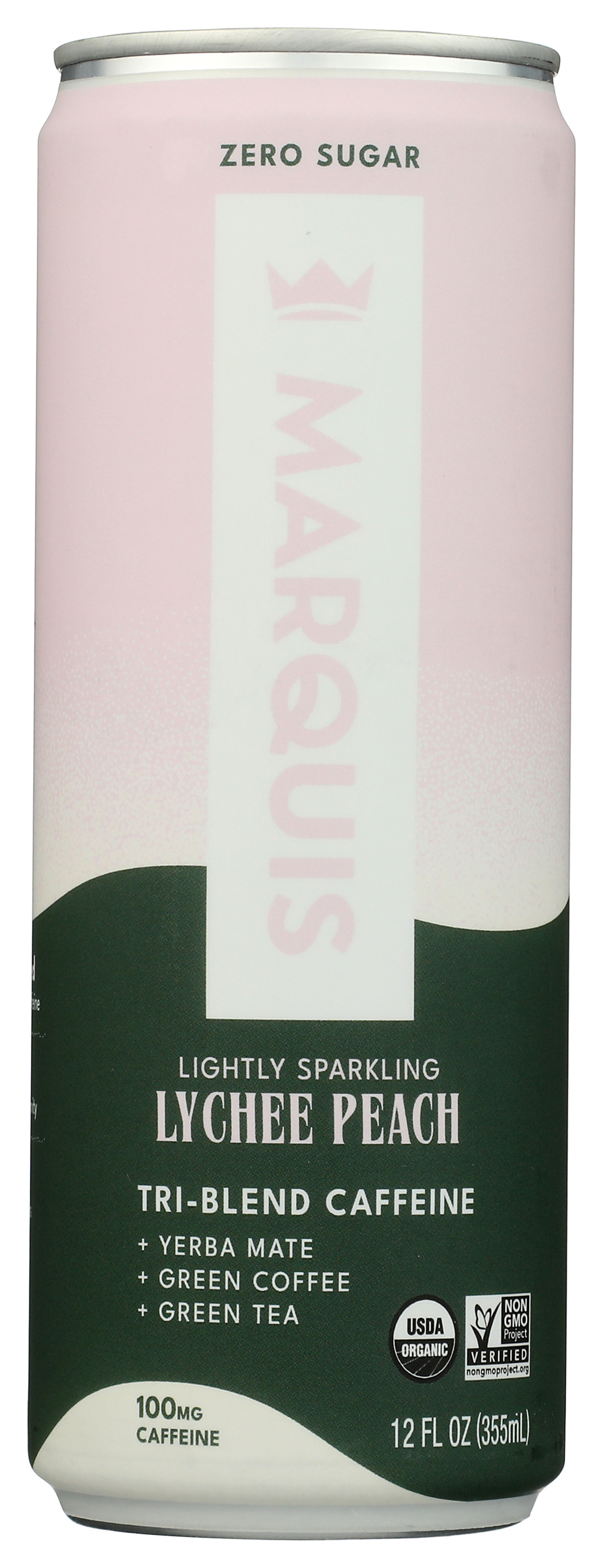 Marquis Lightly Sparkling Lychee Peach Yerba Mate Drink 12 Fl Oz Tea