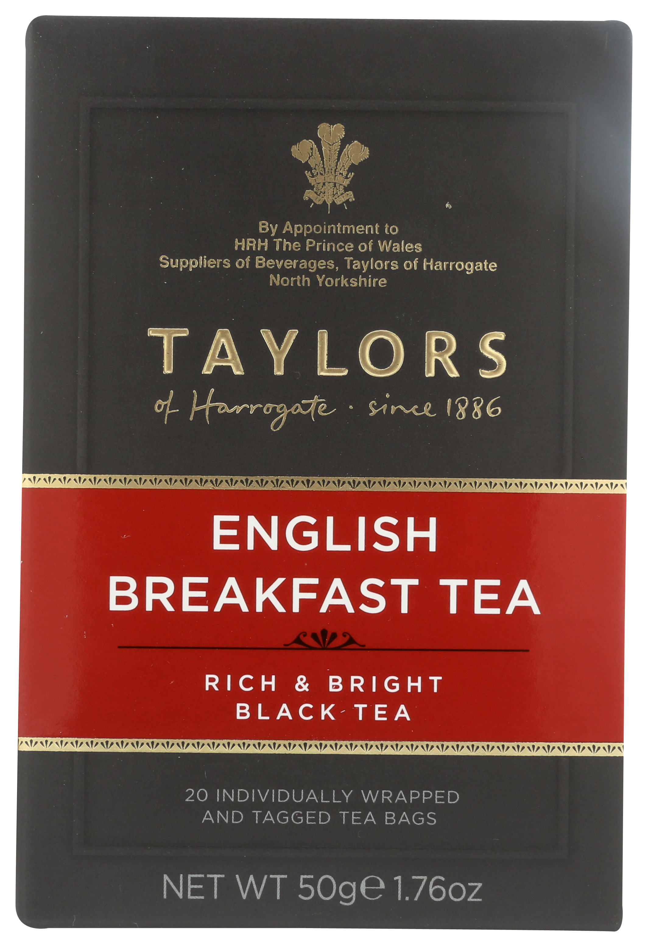 English Breakfast Tea 20 Individually Wrapped Bags By Taylors Bag 1.76 Oz