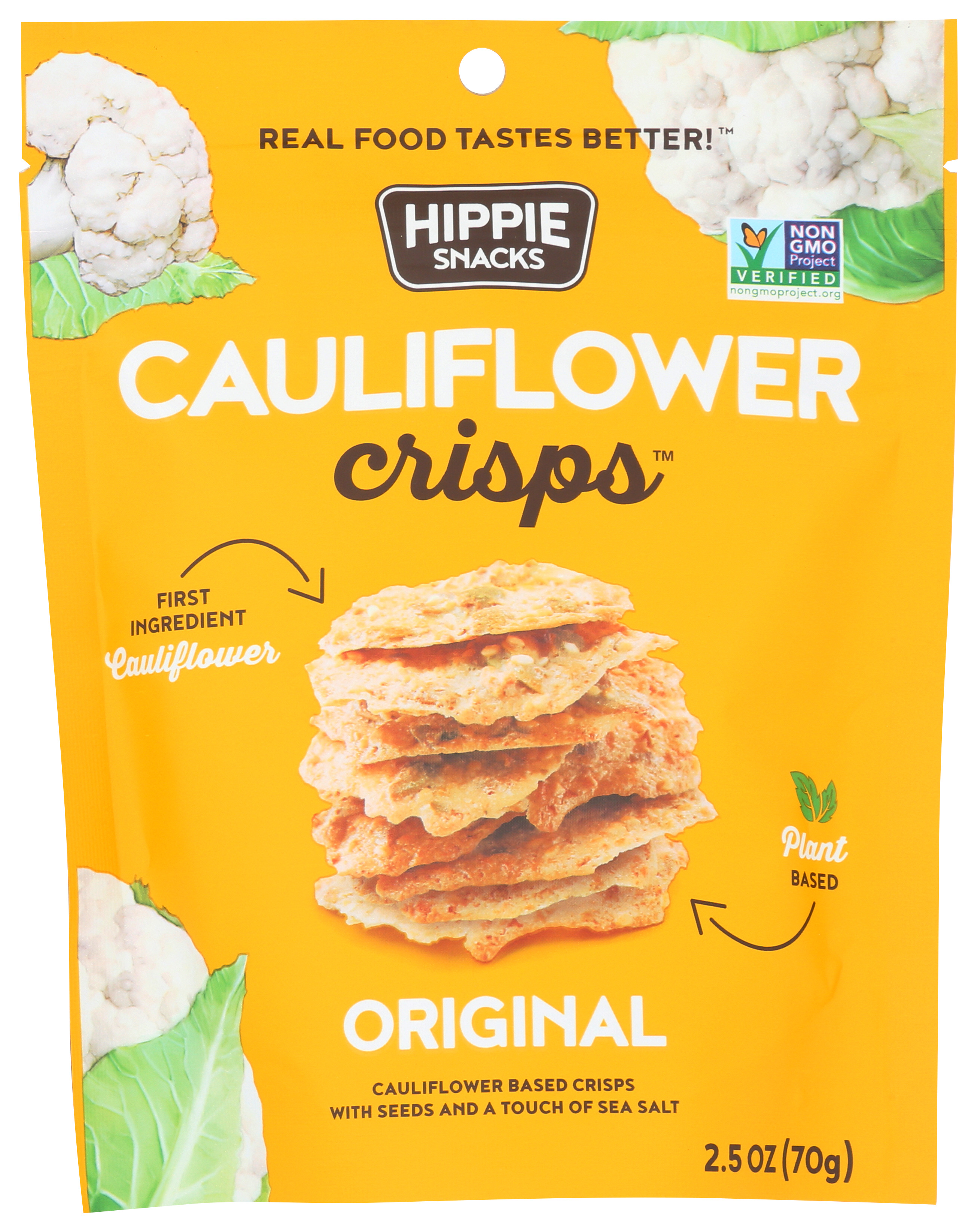 Original Cauliflower Crisps By Hippie Snacks 2.5 Oz