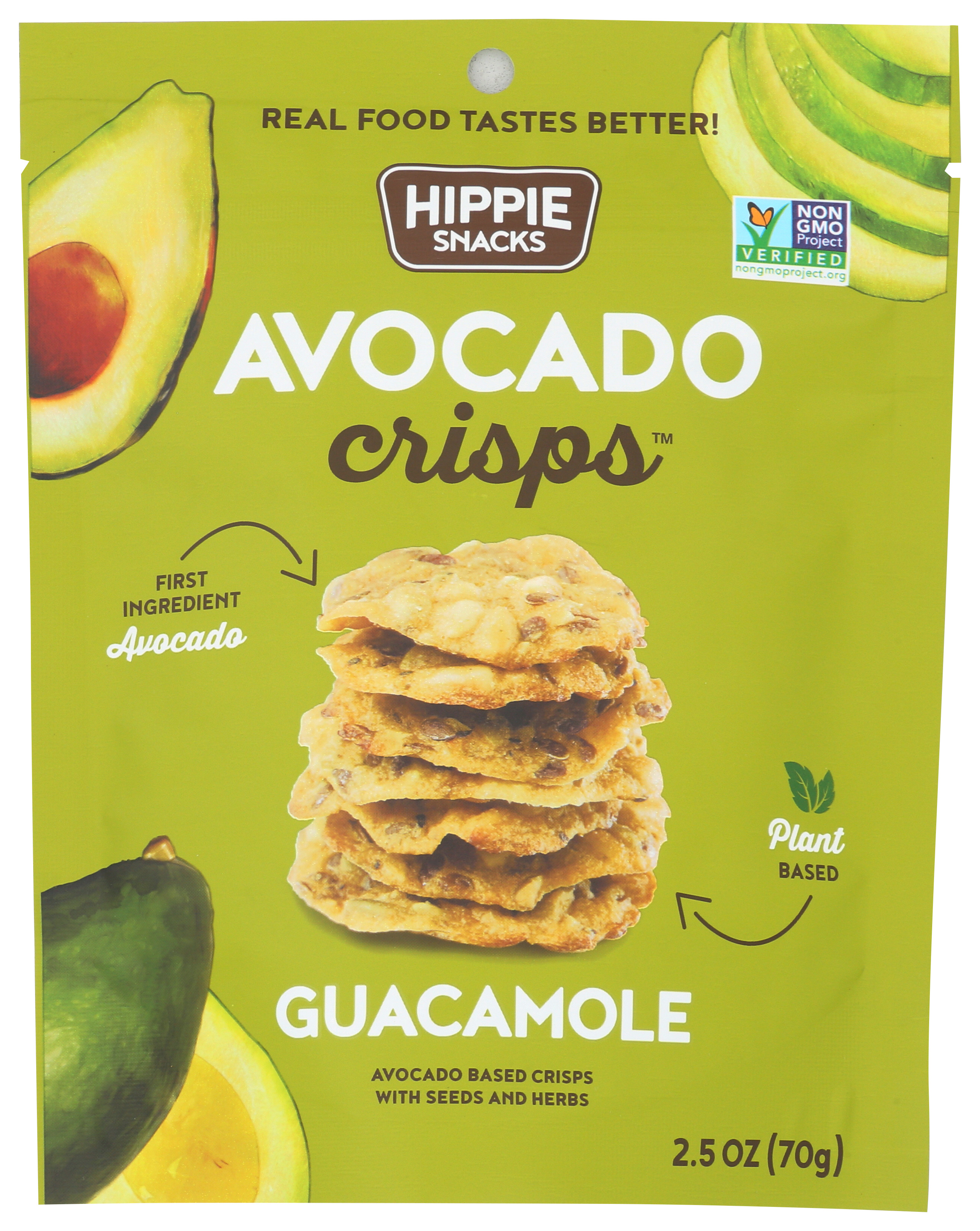 Hippie Snacks Avocado Crisps Guacamole 2.5 Oz