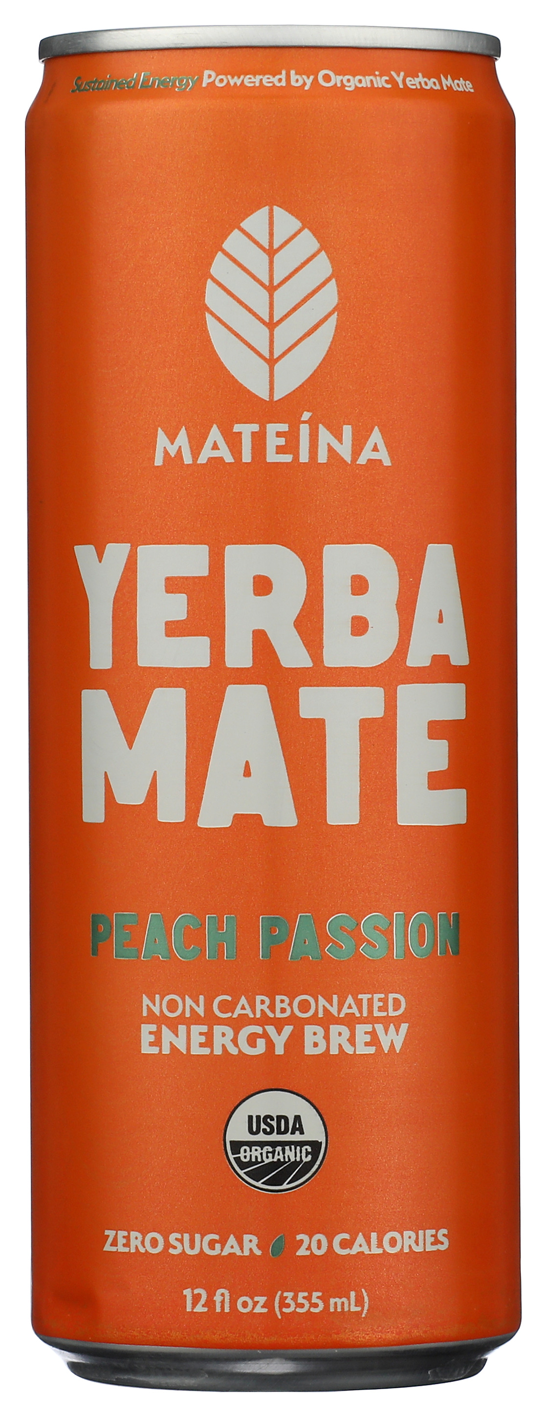 Mateina Yerba Mate Peach Passion Energy Brew 12 Fl Oz Organi