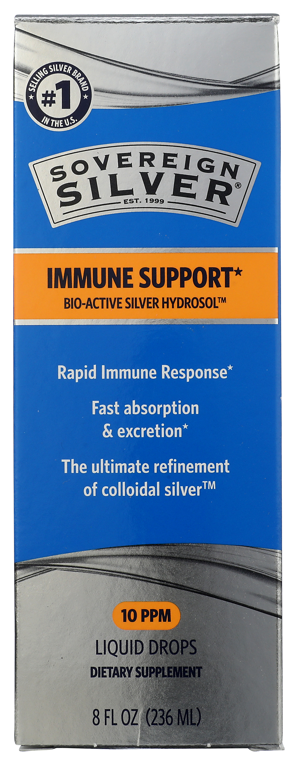 Sovereign Silver Immune Support Hydrosol Drops 8 Fl Oz 10 Ppm Fl.