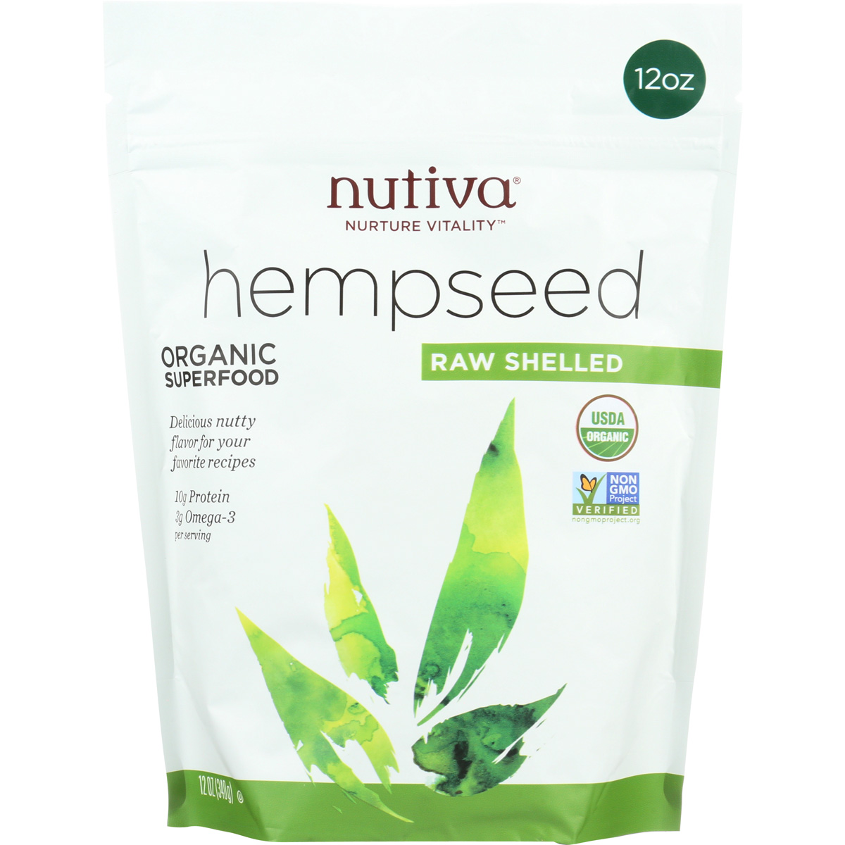 Nutiva Organic Raw Shelled Hempseed 12 Oz Seeds