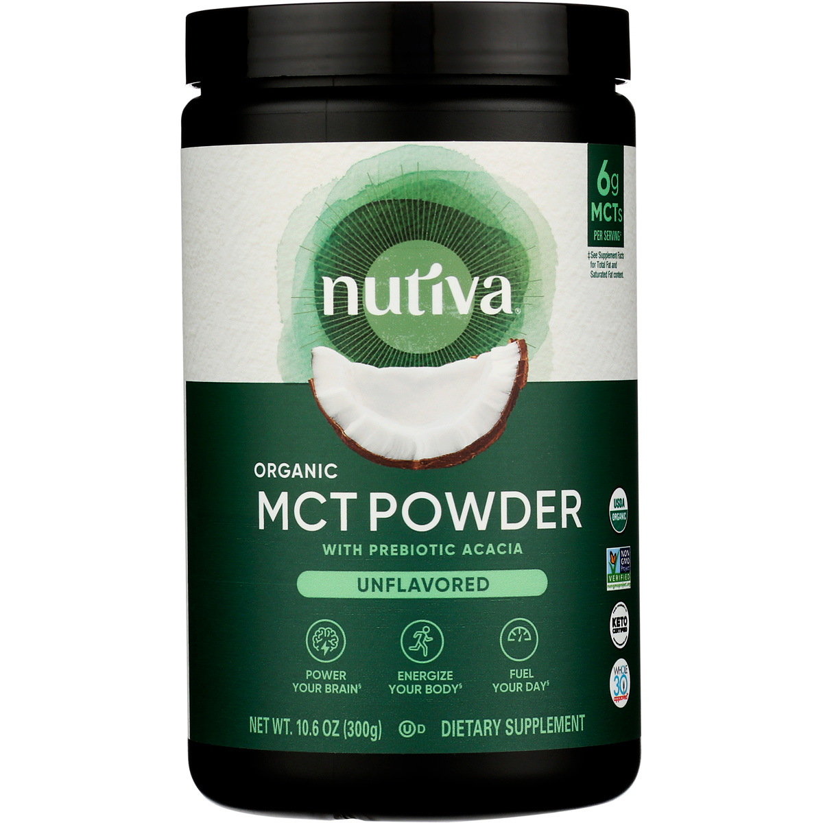 Nutiva Organic Mct Powder With Prebiotic Acacia 10.60 Oz