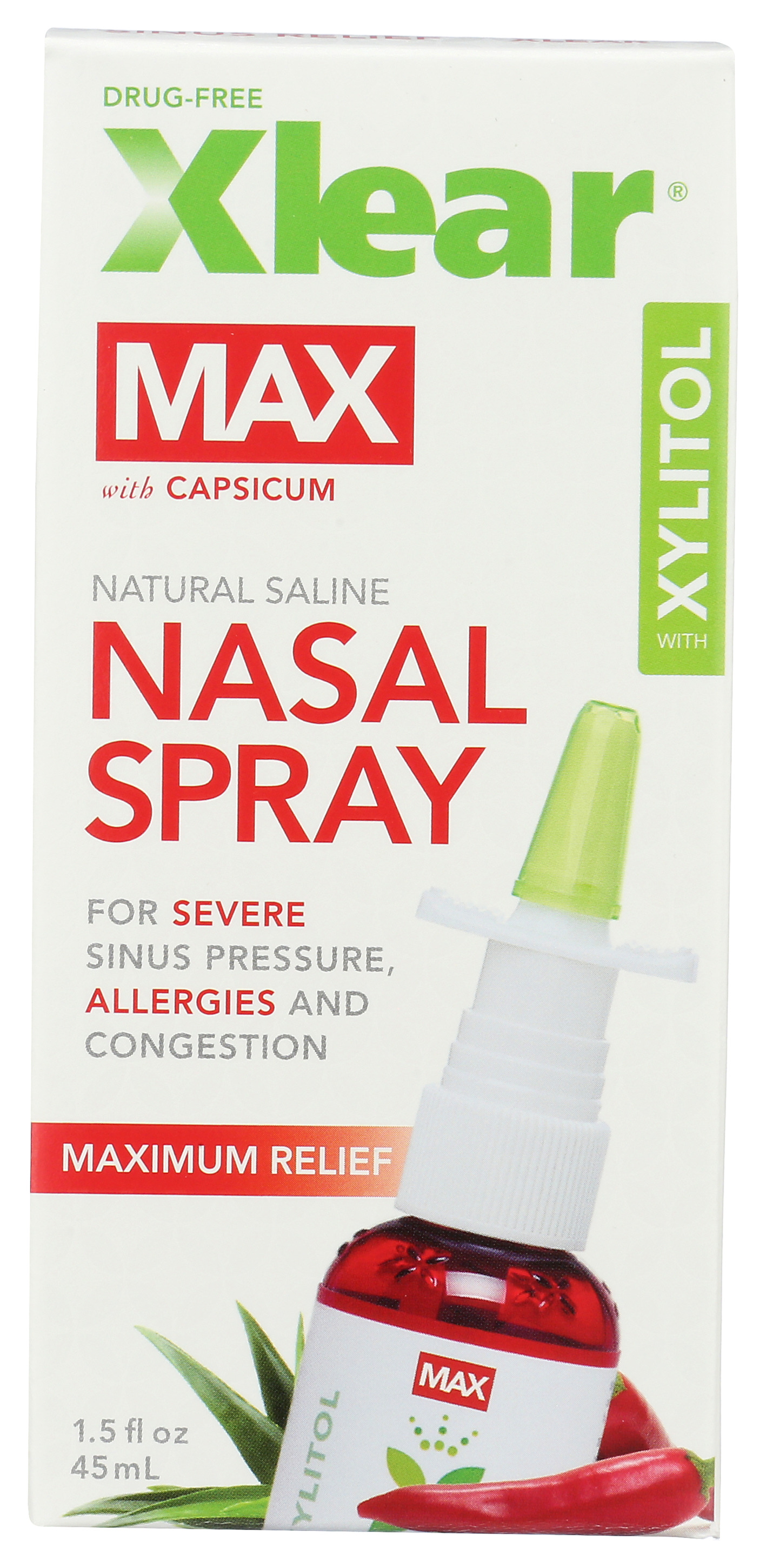 Xlear Max Natural Saline Sinus Spray With Capsicum Maximum Relief