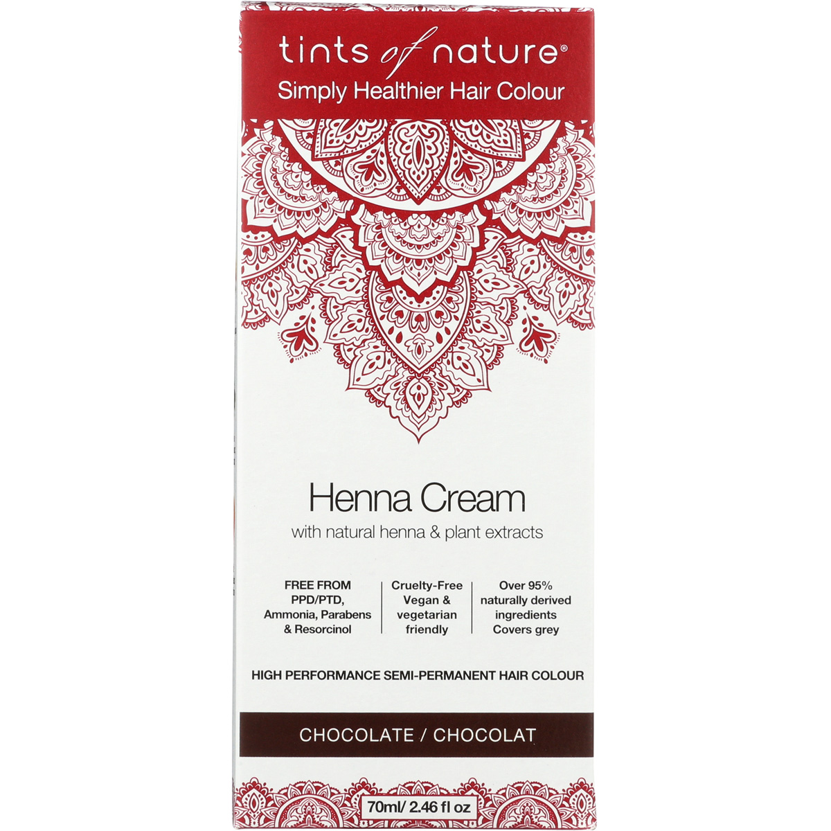 Tints Of Nature Henna Cream 70Ml Semi-Permanent Hair Colour Tea Chocolate