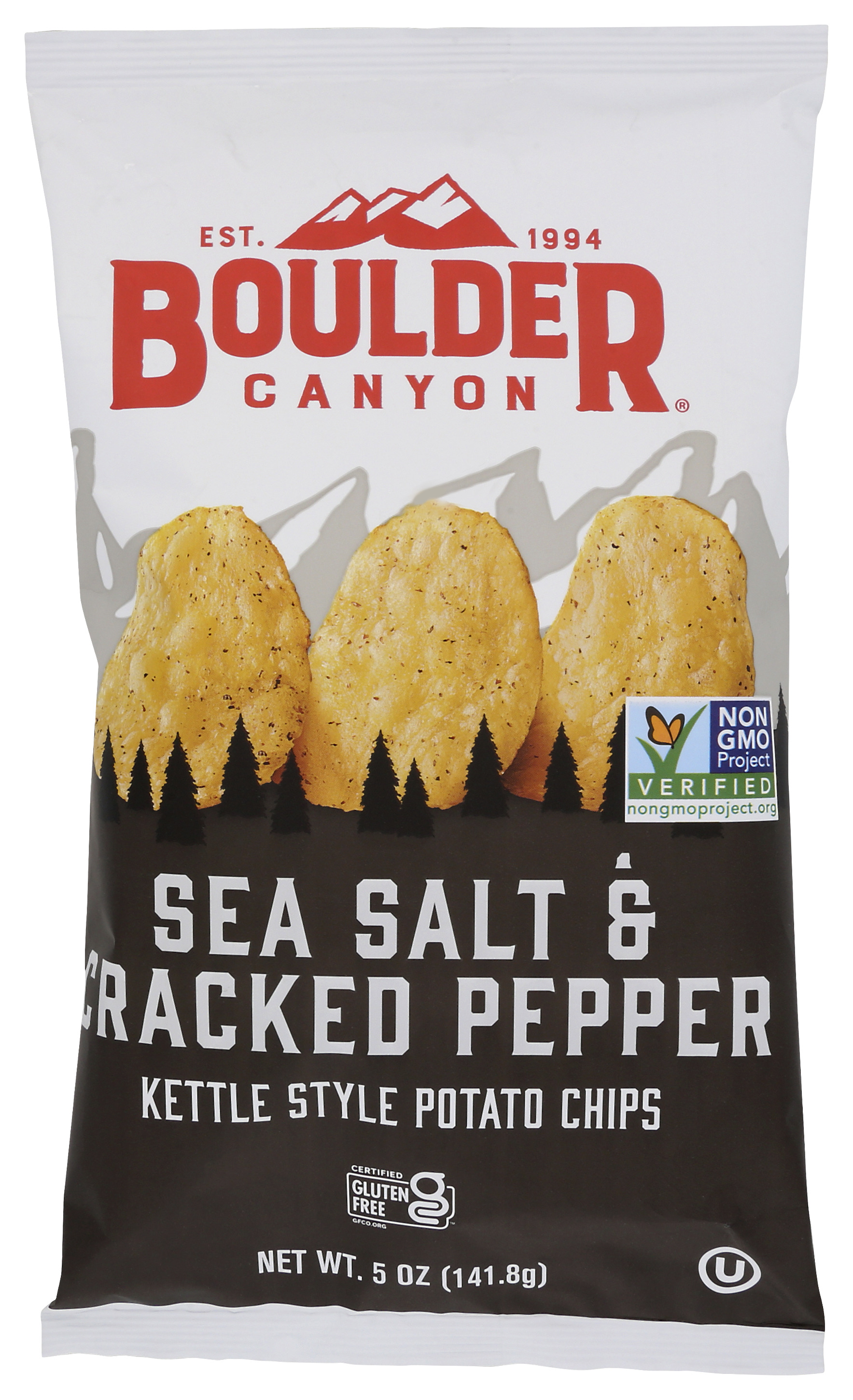 Boulder Canyon Kettle Style Potato Chips Sea Salt & Cracked Pepper 5 Oz