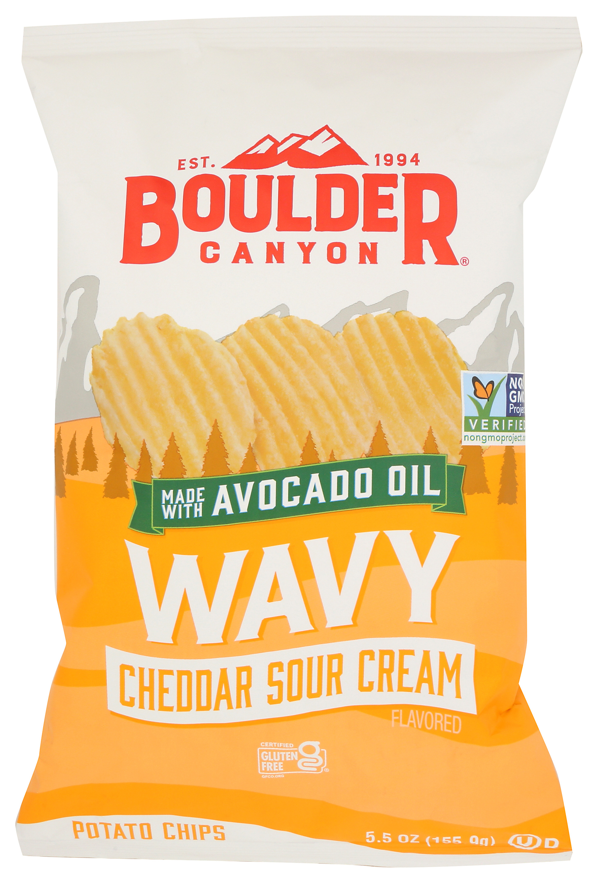Boulder Canyon Cheddar Sour Cream Wavy Potato Chips 5.5 Oz