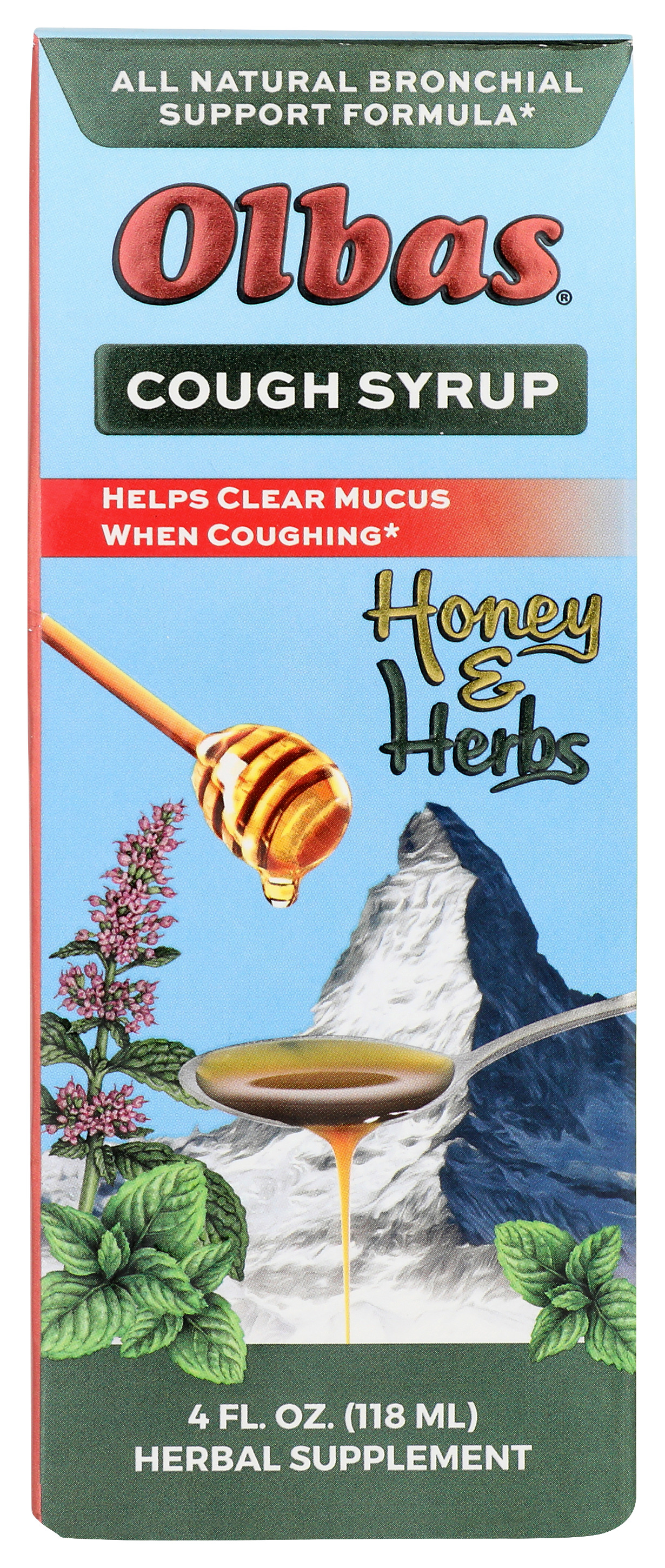Olbas Cough Syrup Bronchial Support Honey & Herbs 4 Fl Oz