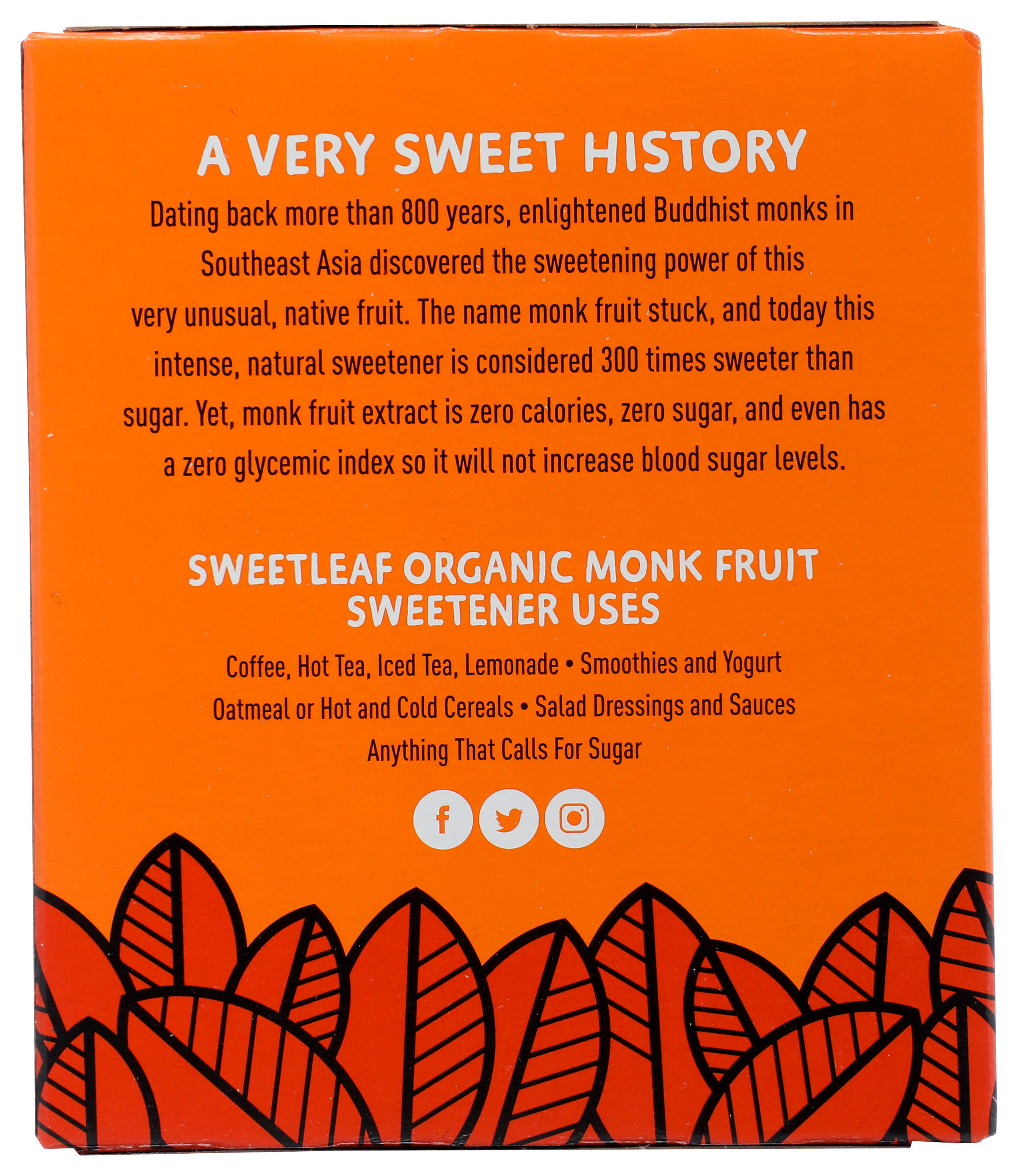 Sweetleaf Organic Monk Fruit Granular Sweetener 40 Packets Tea Coffee