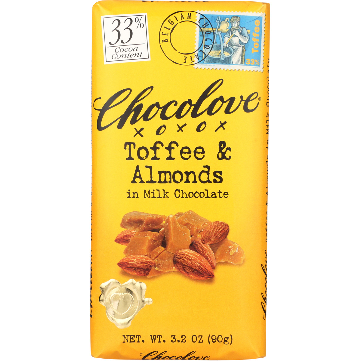 Chocolove Toffee & Almonds Milk Chocolate Bar 3.2 Oz